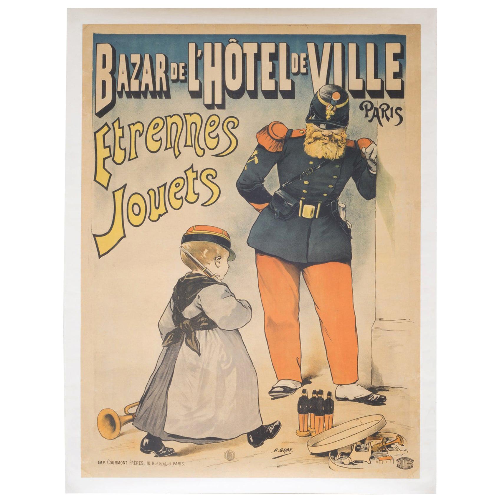 Vintage French "Bazar De l'Hotel De Ville Etrennes Jouets" Poster, circa 1915