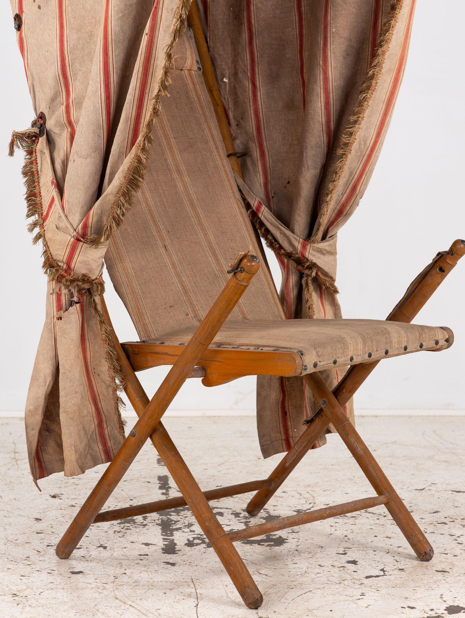 Mid-20th Century Vintage French Beach Chair with Canopy, Mid 20th C. For Sale