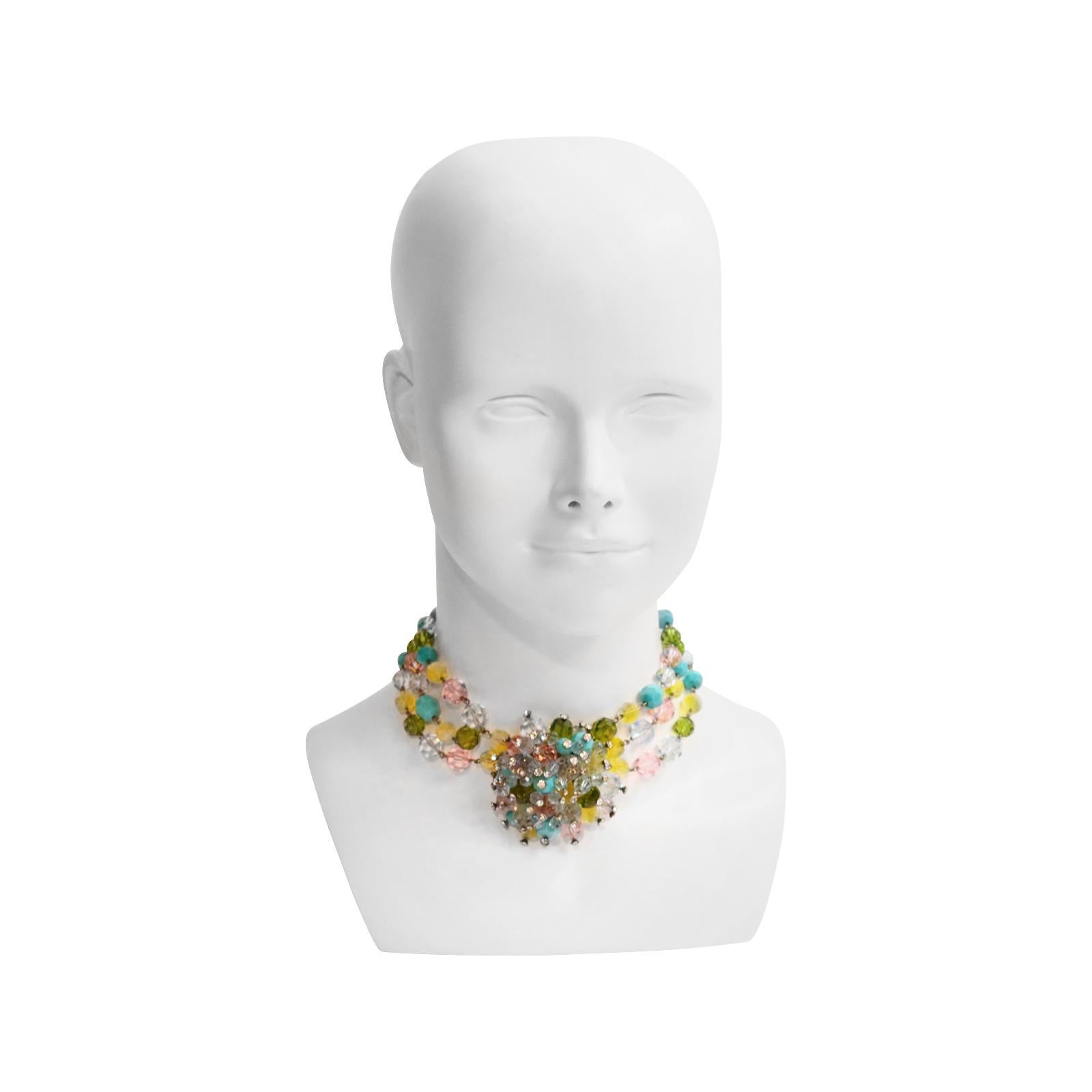 Women's or Men's Vintage French Beaded Choker Necklace, circa 1980s For Sale