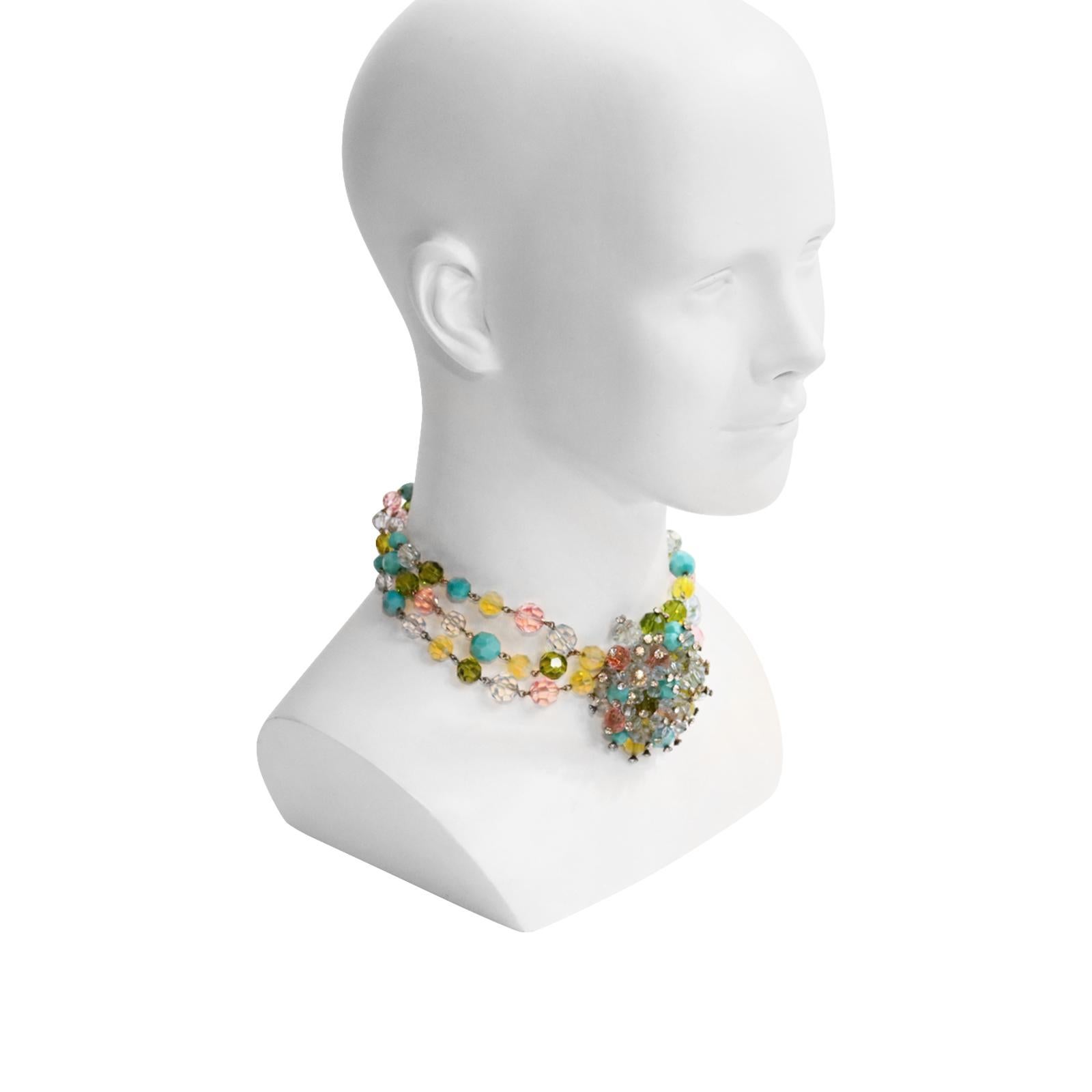 Vintage French Beaded Choker Necklace, circa 1980s For Sale 1