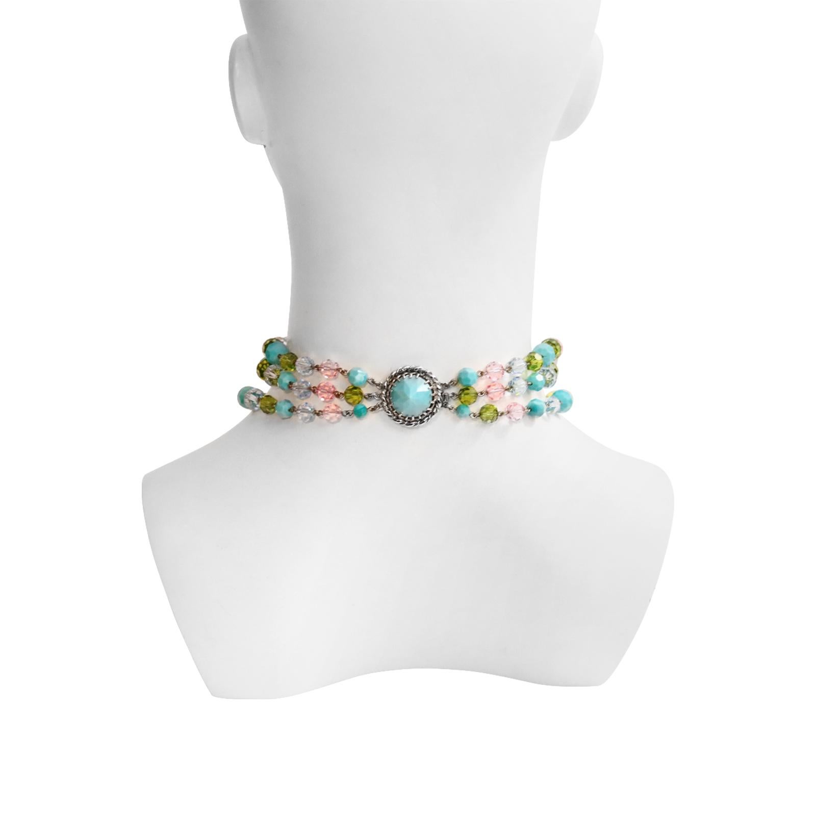 Vintage French Beaded Choker Necklace, circa 1980s For Sale 4