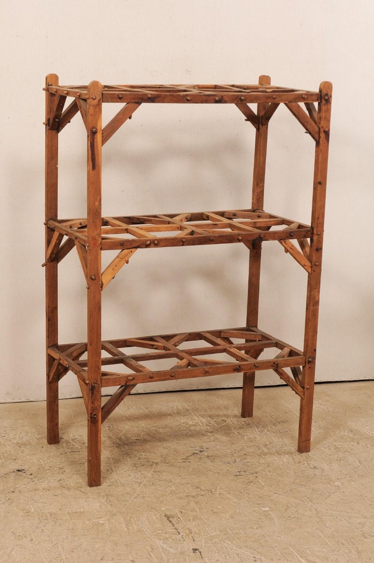 Vintage French Beautifully Crafted Open Wood Shelving Unit at 1stDibs