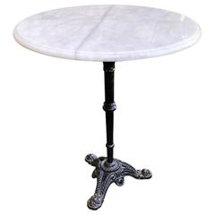 Vintage French Beaux Arts Style Cast Iron Marble Top Bistro Dining Table