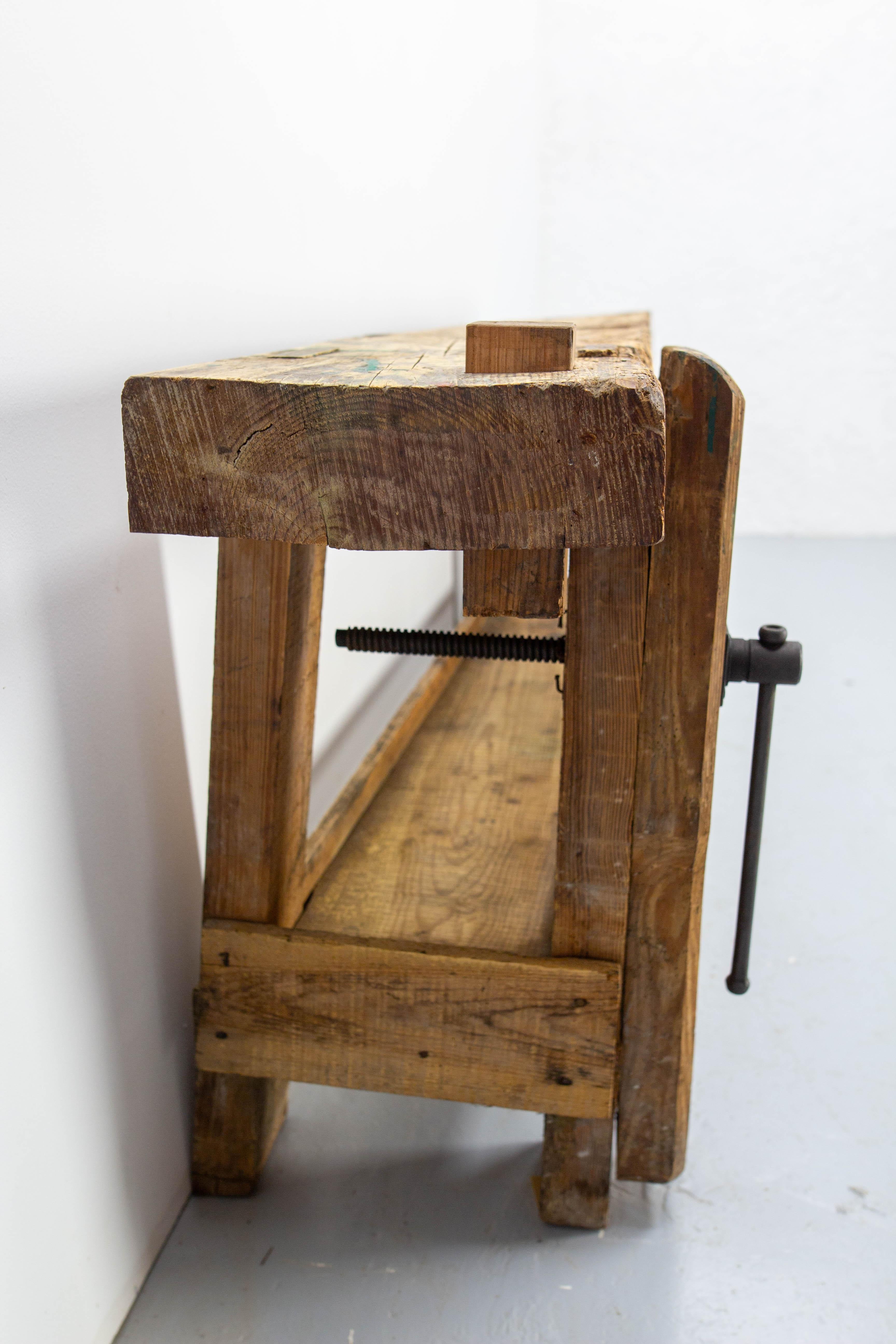 Französischer Vintage-Arbeitstisch oder Konsole aus Buche von Carpenter's Work, um 1960 im Angebot 5