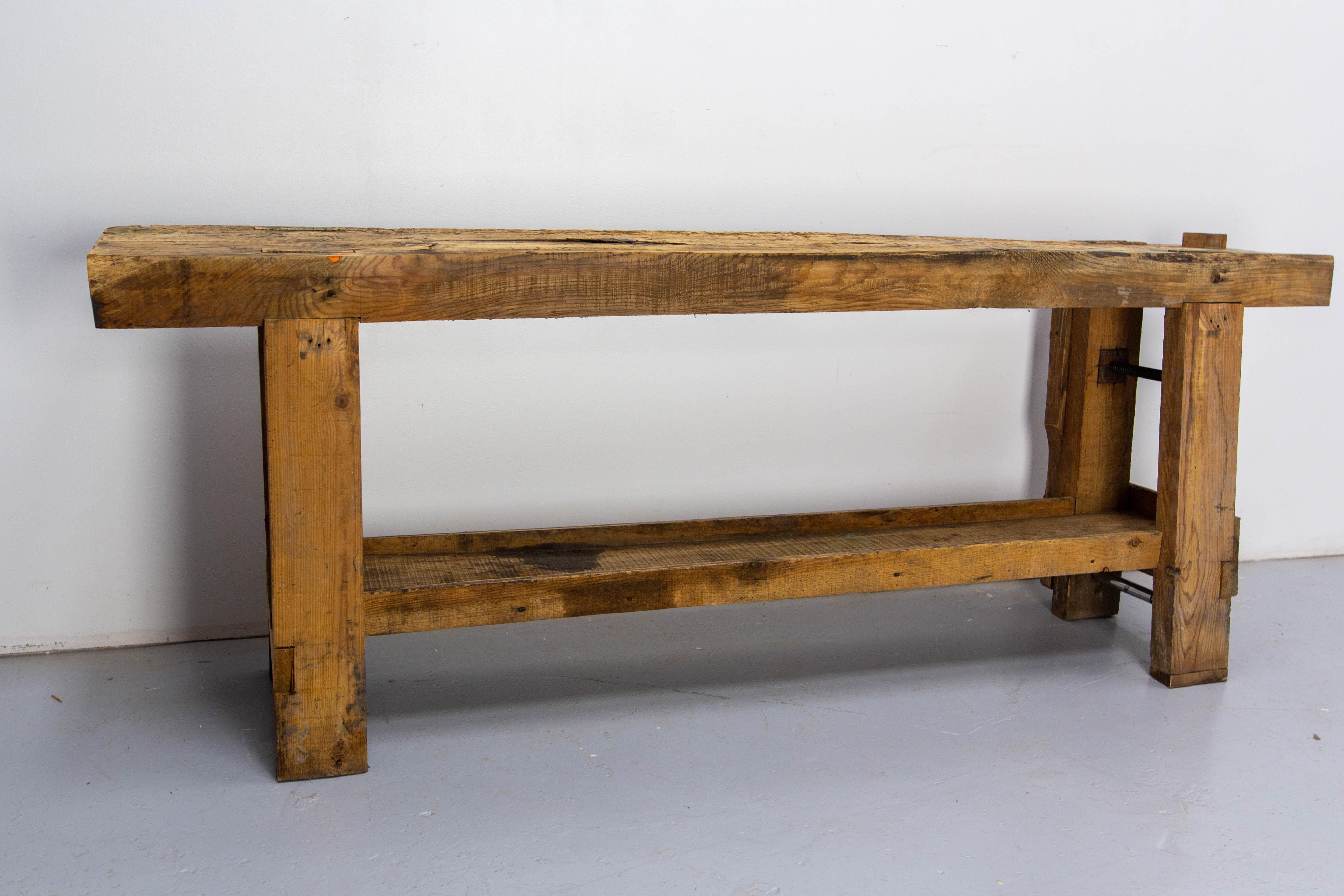 Französischer Vintage-Arbeitstisch oder Konsole aus Buche von Carpenter's Work, um 1960 im Angebot 10