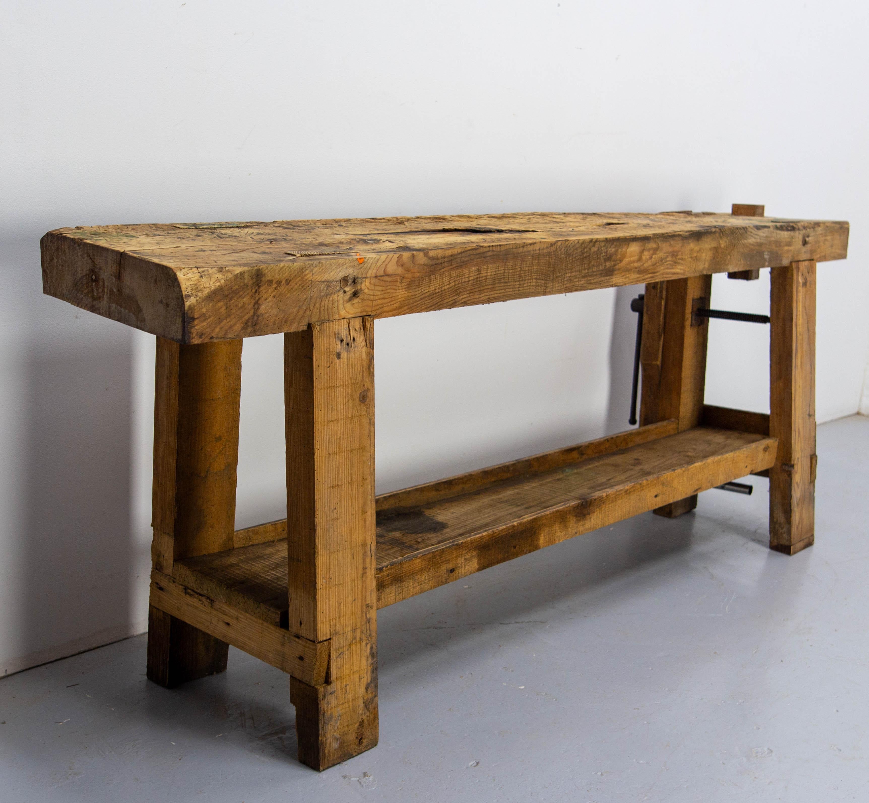 Französischer Vintage-Arbeitstisch oder Konsole aus Buche von Carpenter's Work, um 1960 im Angebot 11