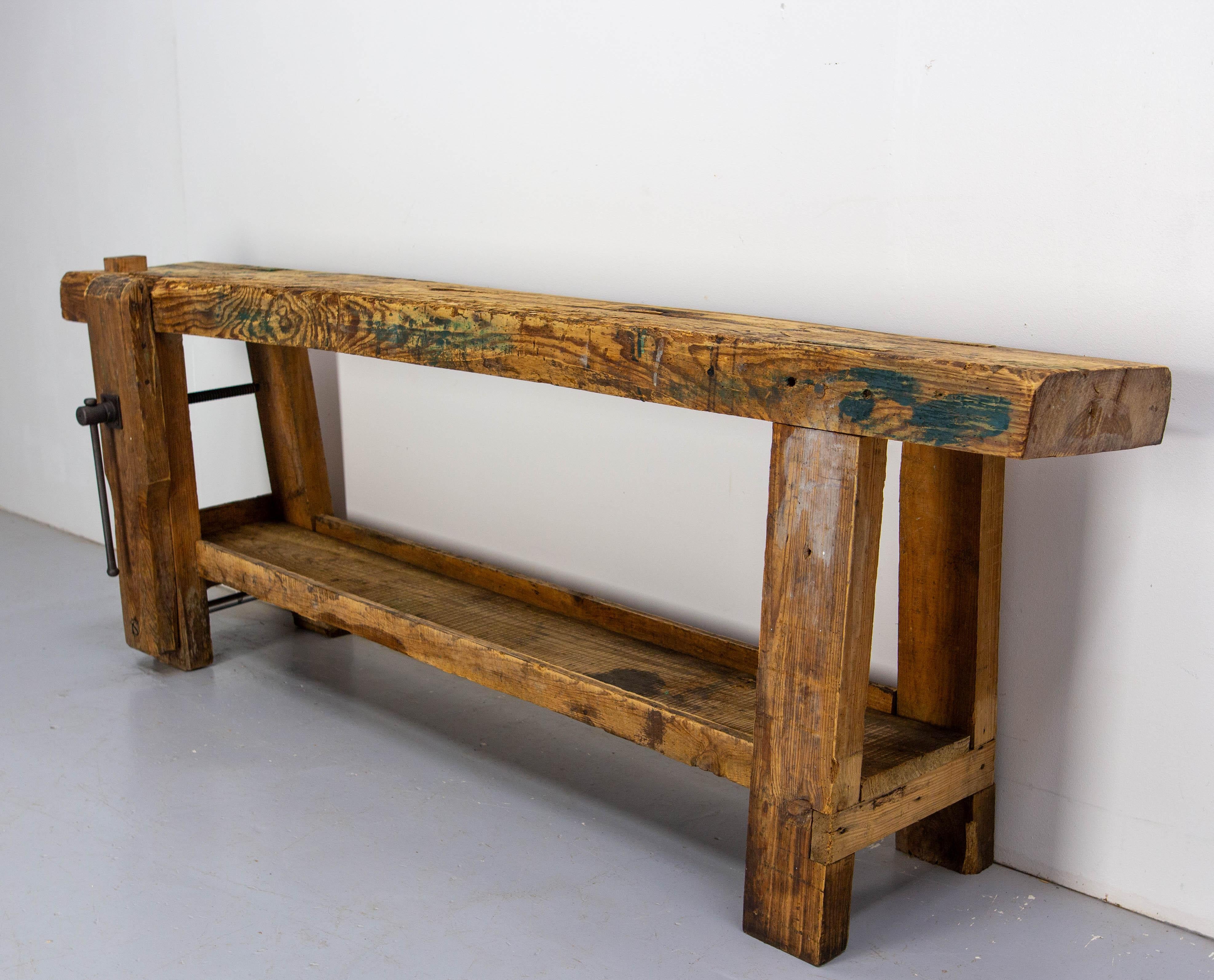 Französischer Vintage-Arbeitstisch oder Konsole aus Buche von Carpenter's Work, um 1960 (Französische Provence) im Angebot