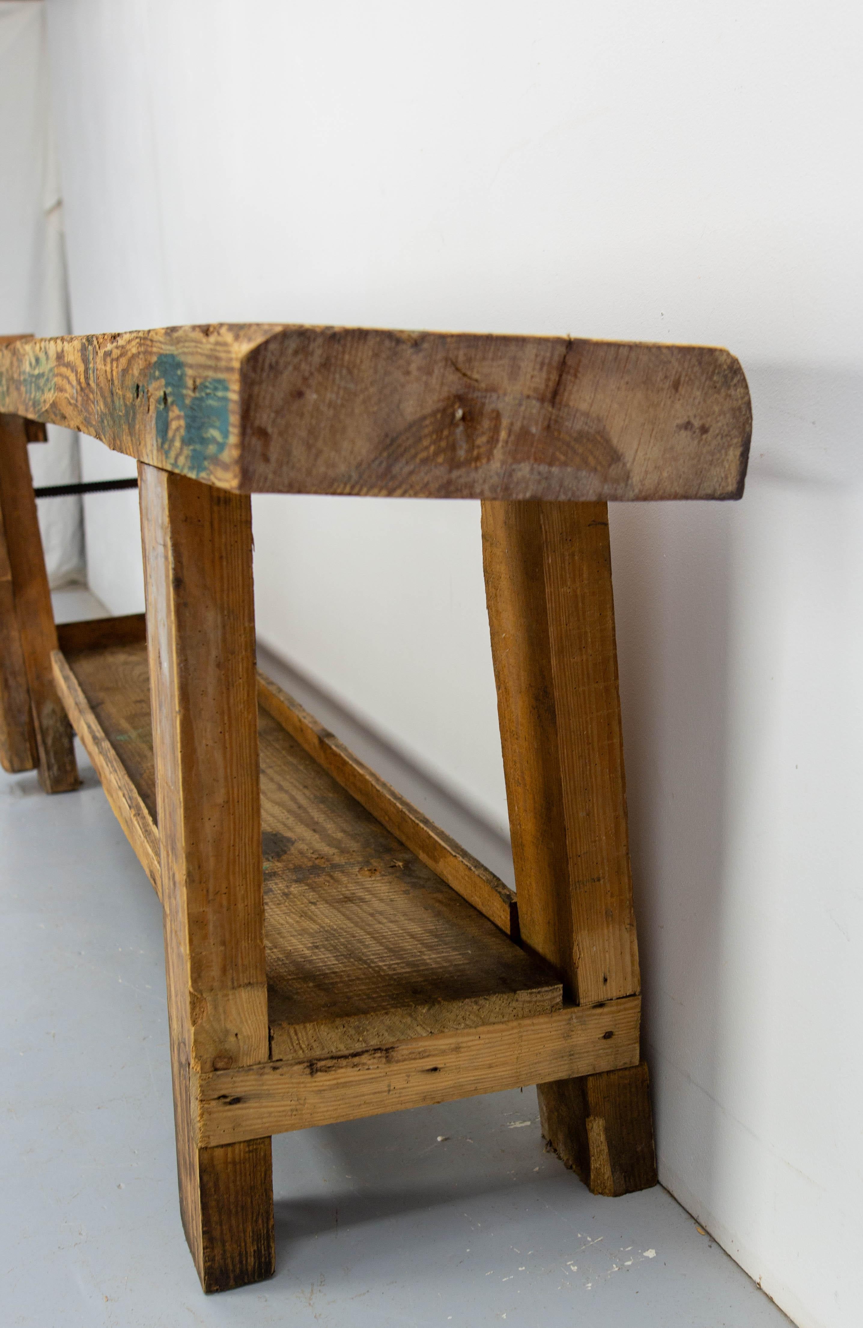 Französischer Vintage-Arbeitstisch oder Konsole aus Buche von Carpenter's Work, um 1960 (20. Jahrhundert) im Angebot