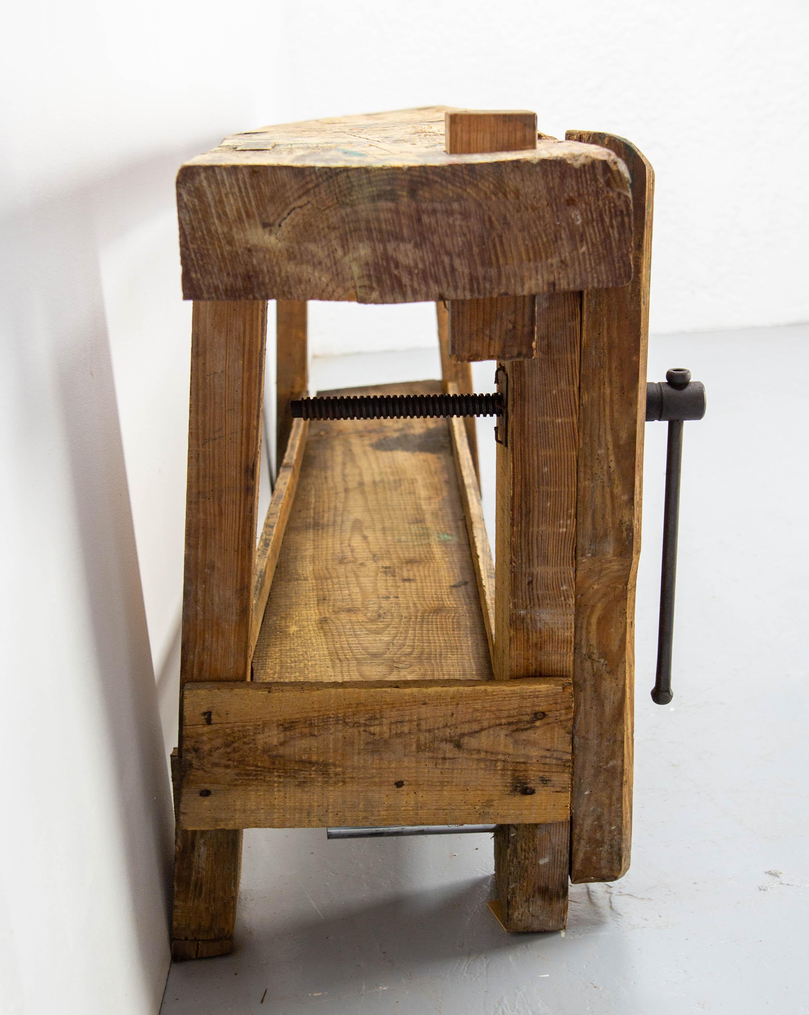Französischer Vintage-Arbeitstisch oder Konsole aus Buche von Carpenter's Work, um 1960 im Angebot 1