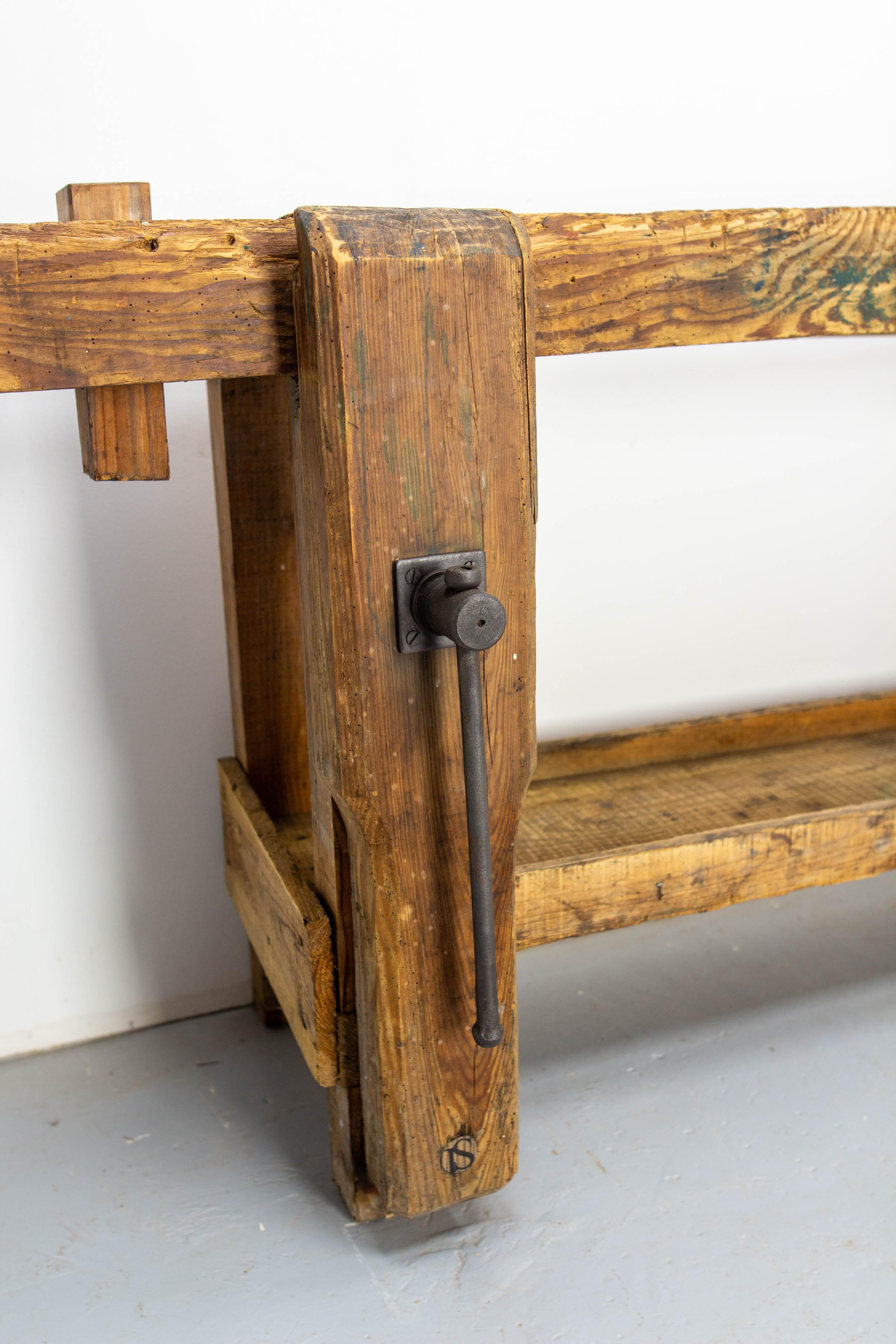 Französischer Vintage-Arbeitstisch oder Konsole aus Buche von Carpenter's Work, um 1960 im Angebot 2