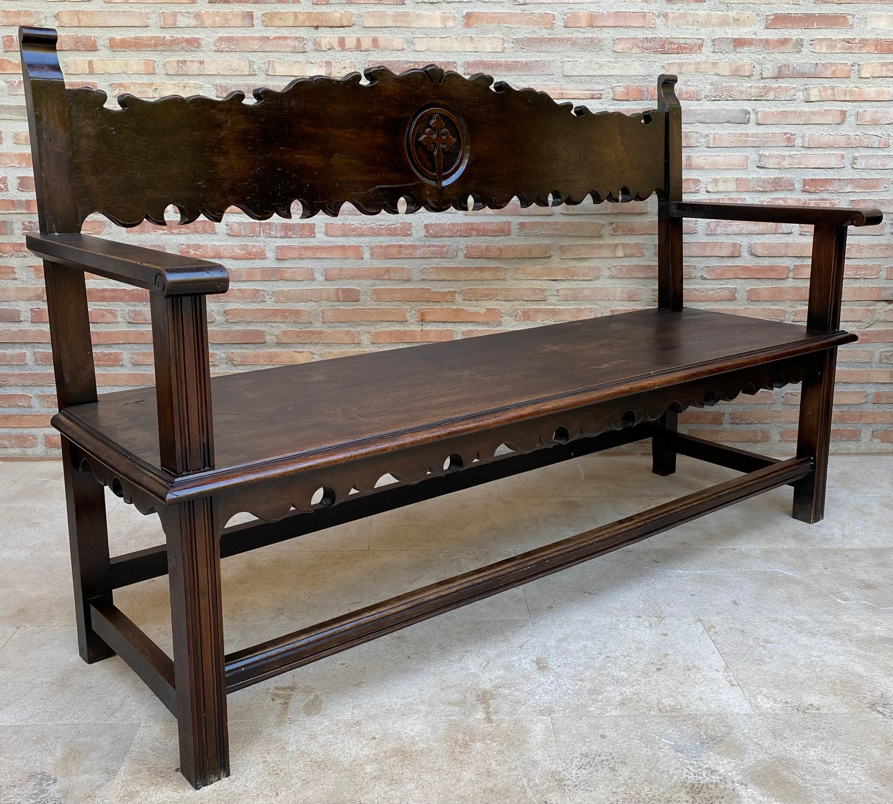 Vintage French Bench in Wood, 1920 For Sale 3