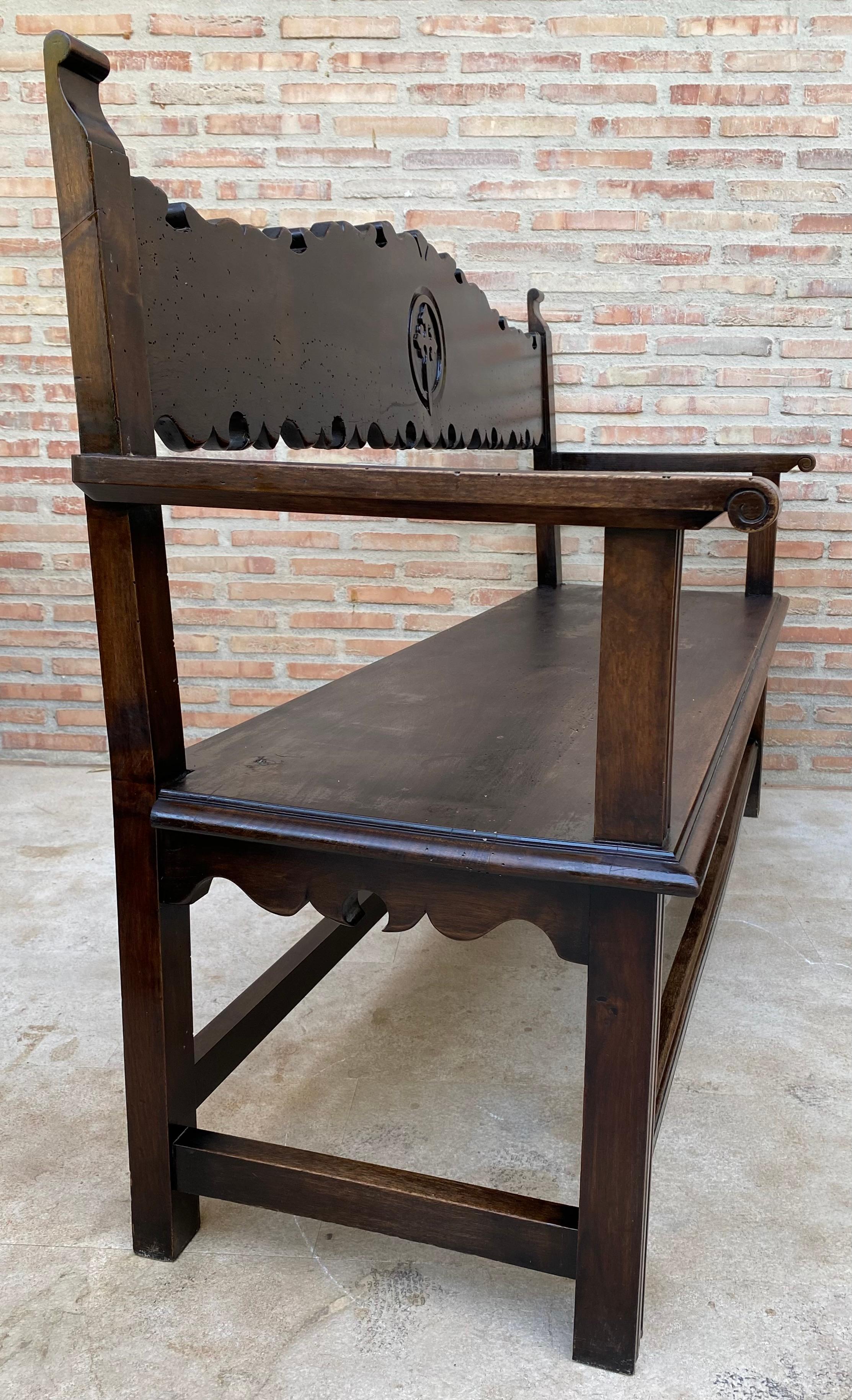 Banc français vintage en bois, 1920 en vente 5