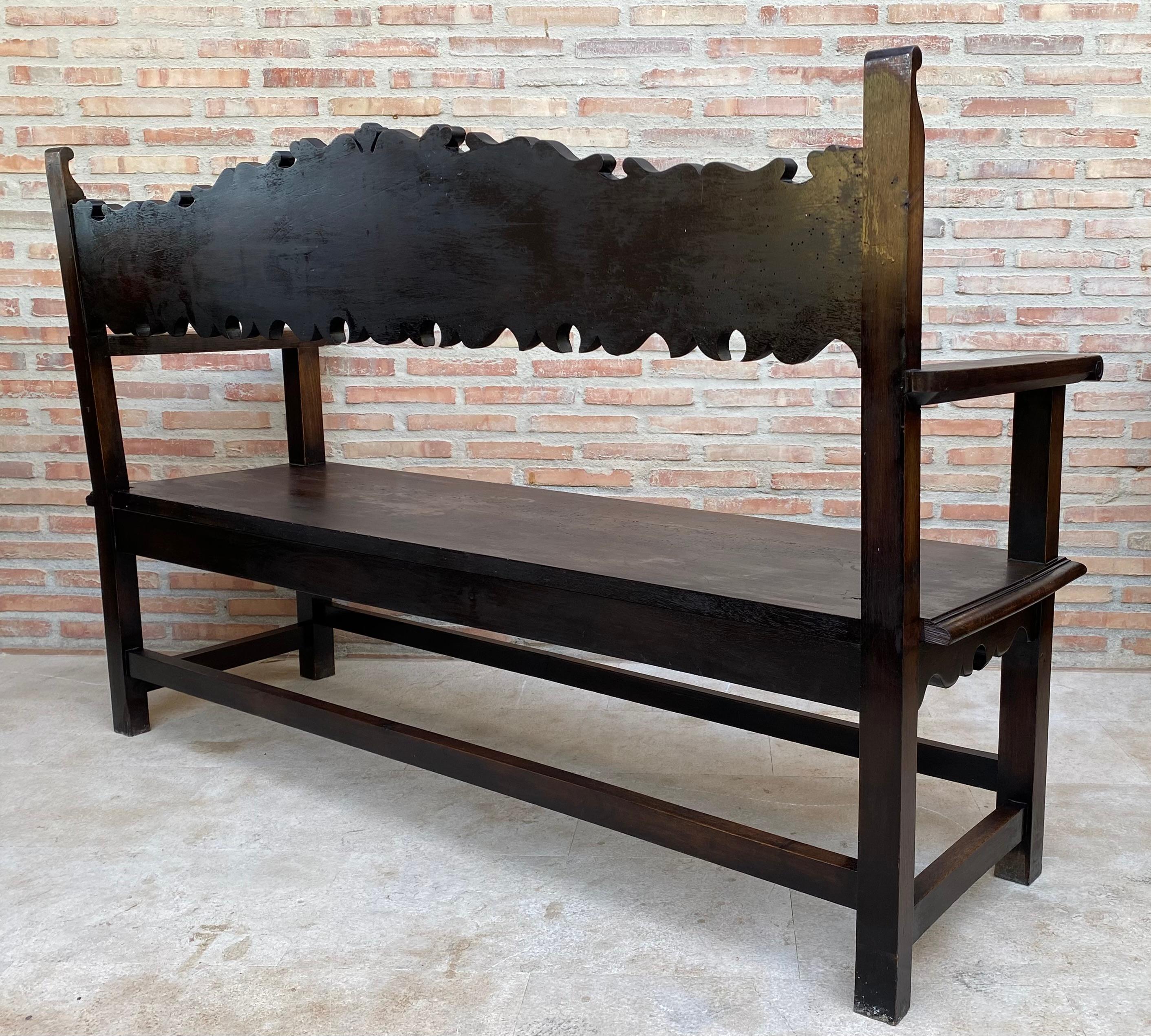 Vintage French Bench in Wood, 1920 For Sale 10