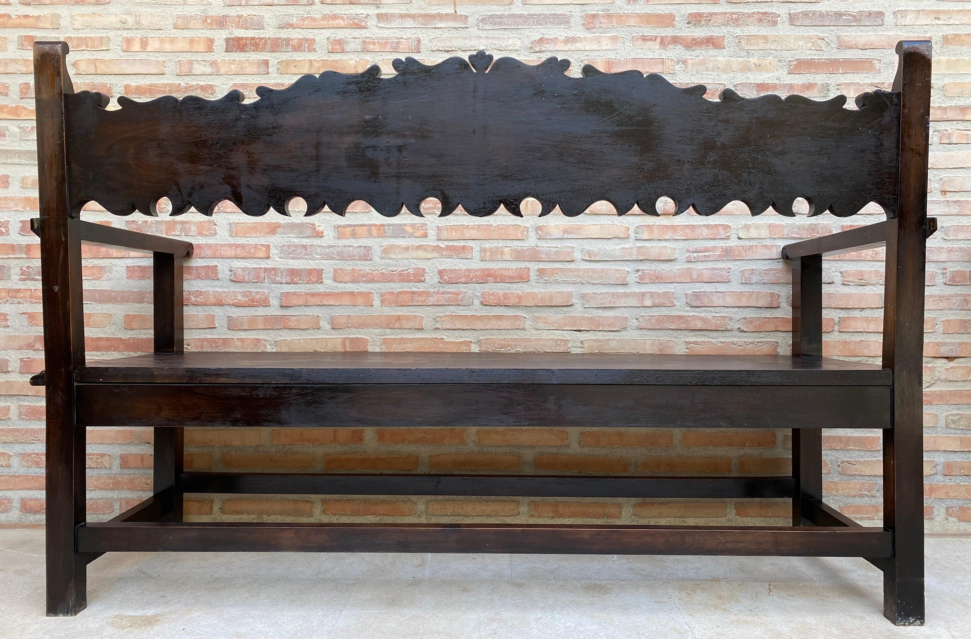 Vintage French Bench in Wood, 1920 For Sale 11