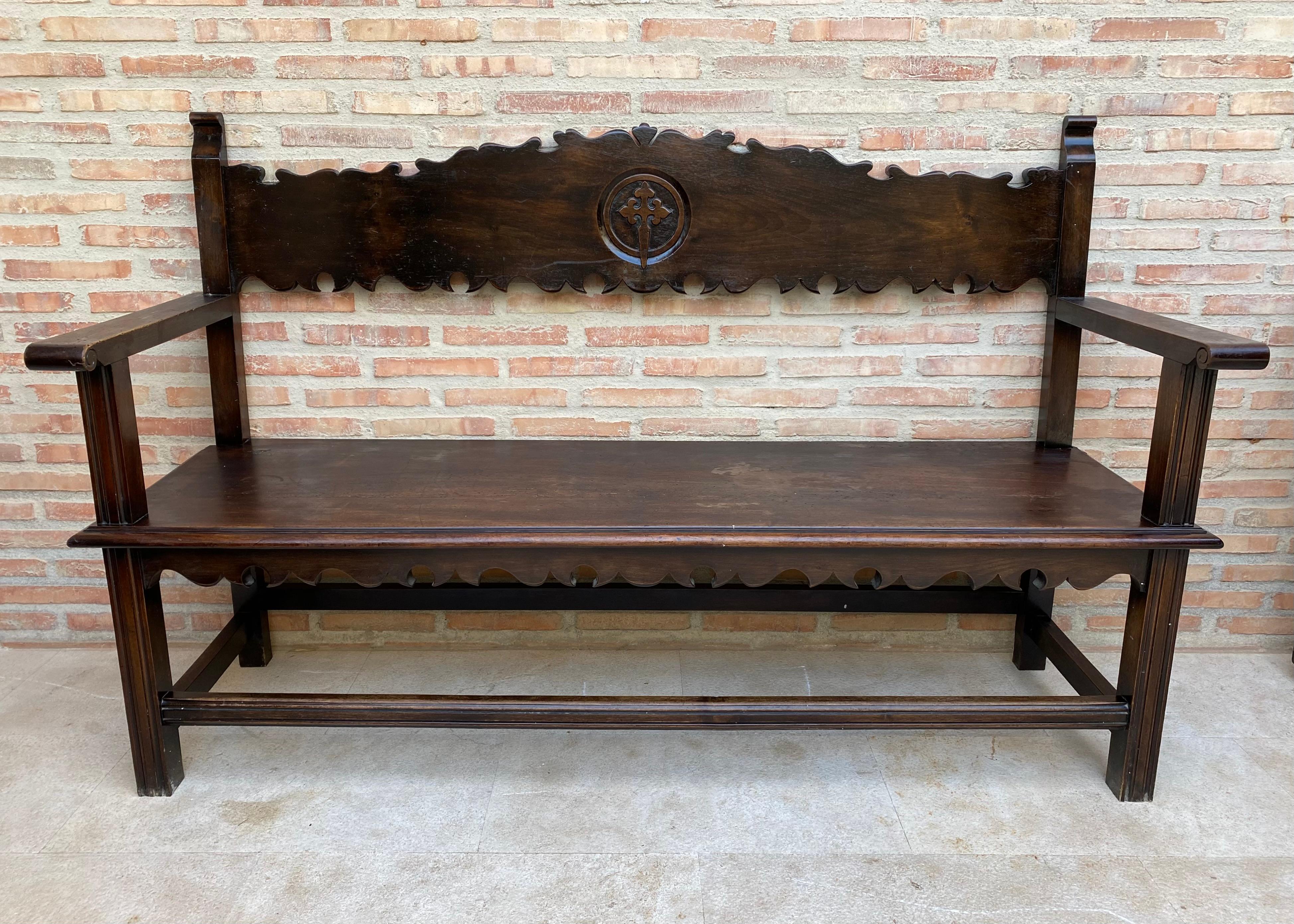 Renaissance Vintage French Bench in Wood, 1920 For Sale