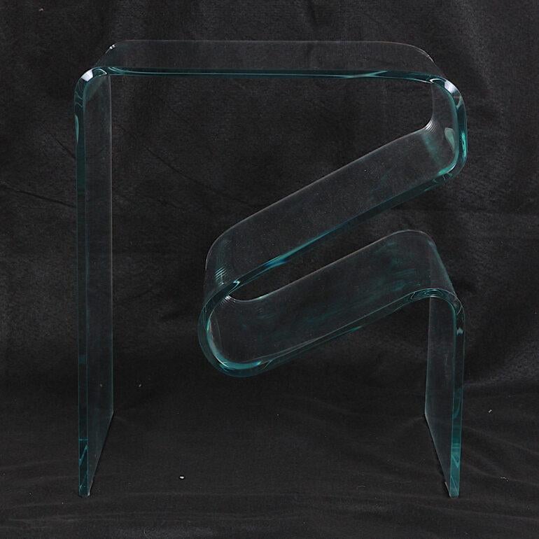 Vintage French Bent Glass Side Table Magazine Rack 1