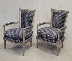 Vintage French Bergere Chairs with Custom Upholstery - a Pair