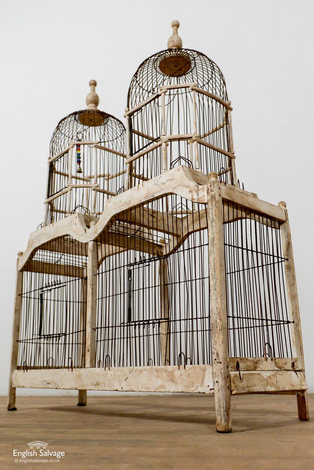 Vintage French Bird Cage, Wire and Wood, 20th Century In Good Condition For Sale In London, GB