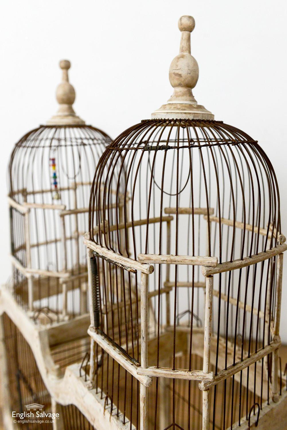 Vintage French Bird Cage, Wire and Wood, 20th Century For Sale 1