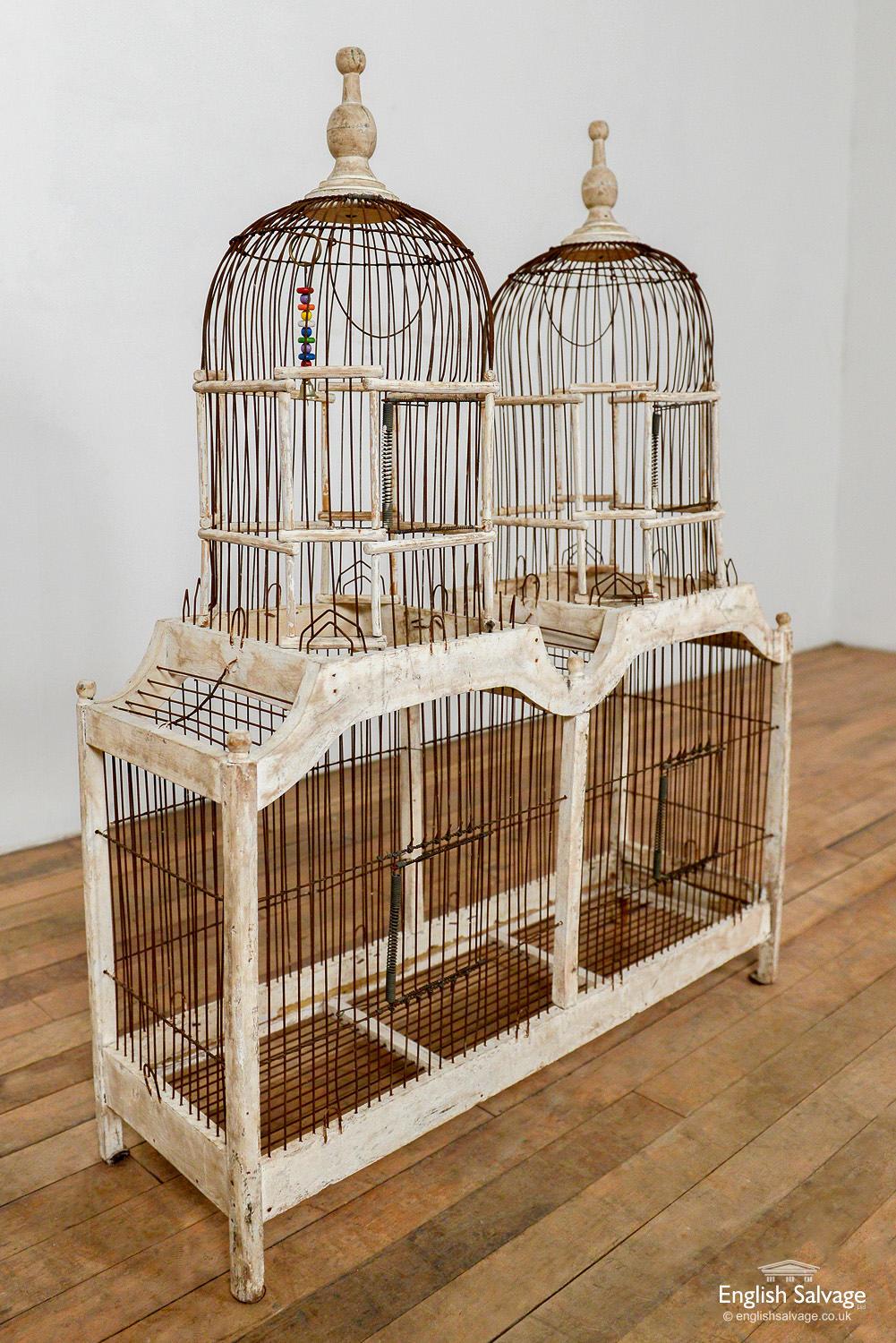 Vintage French Bird Cage, Wire and Wood, 20th Century For Sale 3