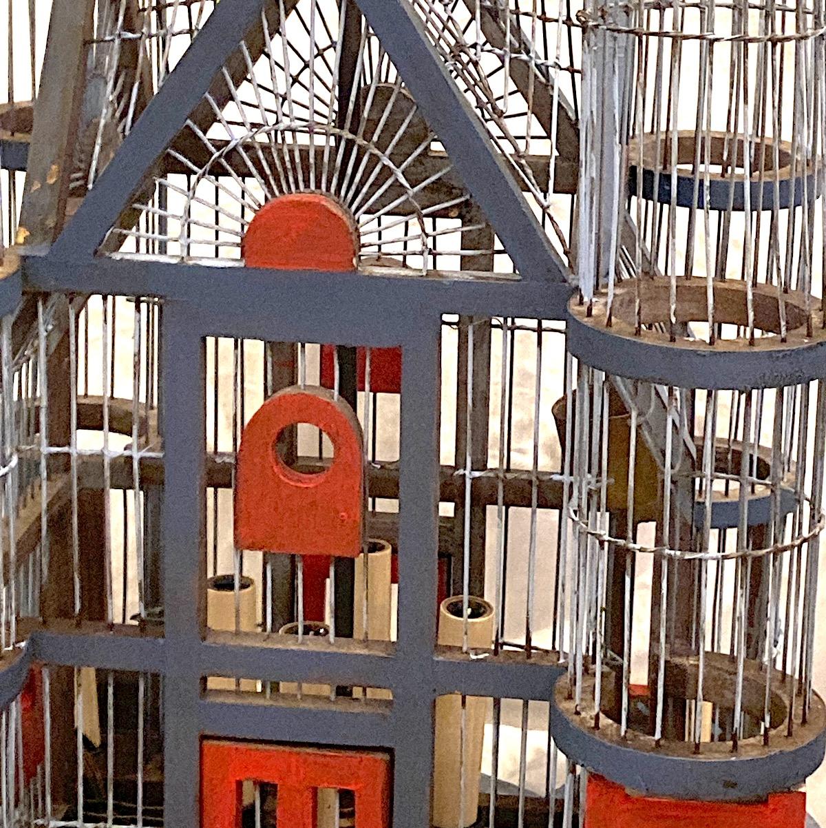Français Lustre français vintage en cage à oiseaux en vente