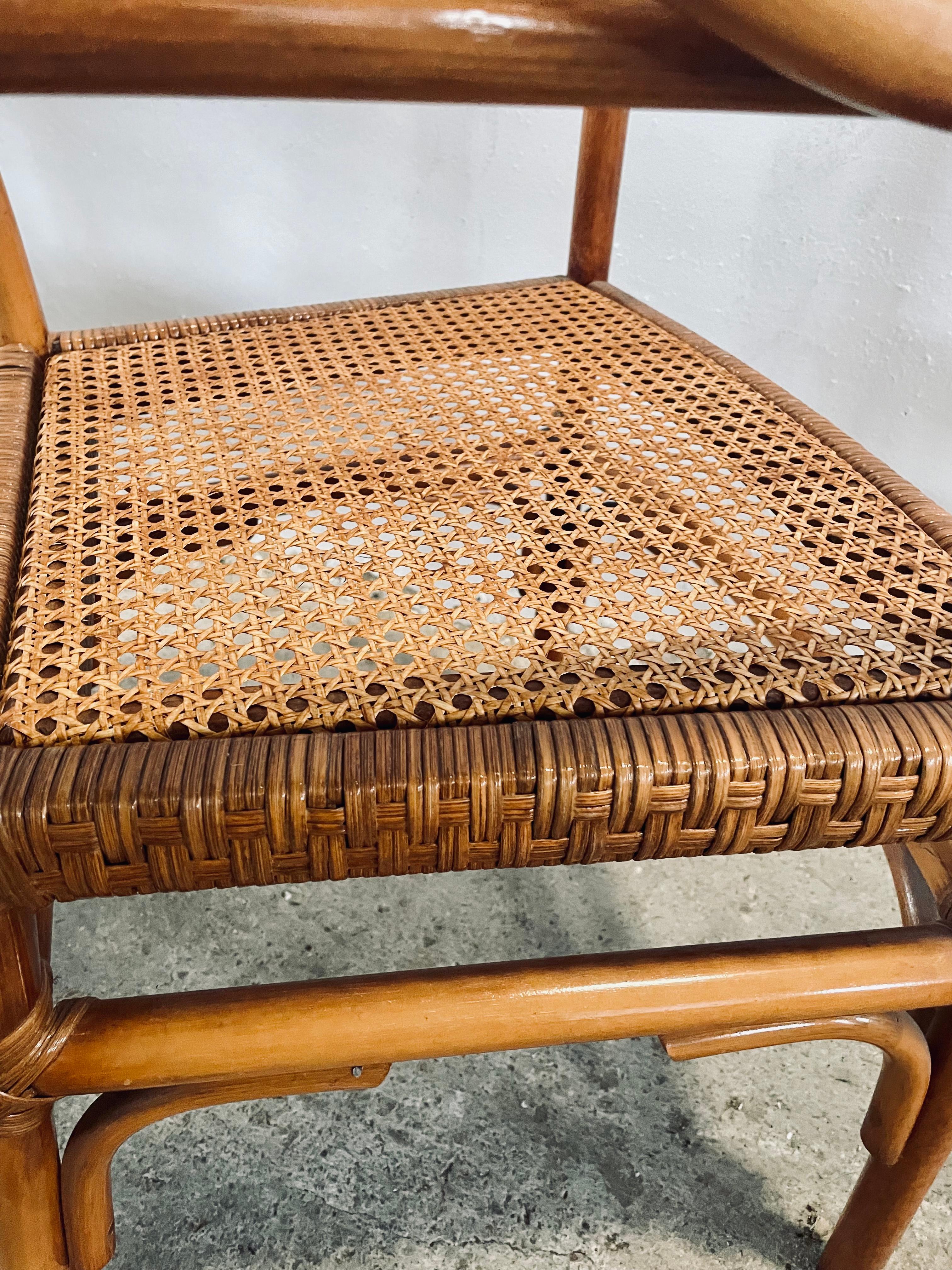 Vintage French Bistro Rattan and Bamboo Chairs In Good Condition For Sale In PEGO, ES