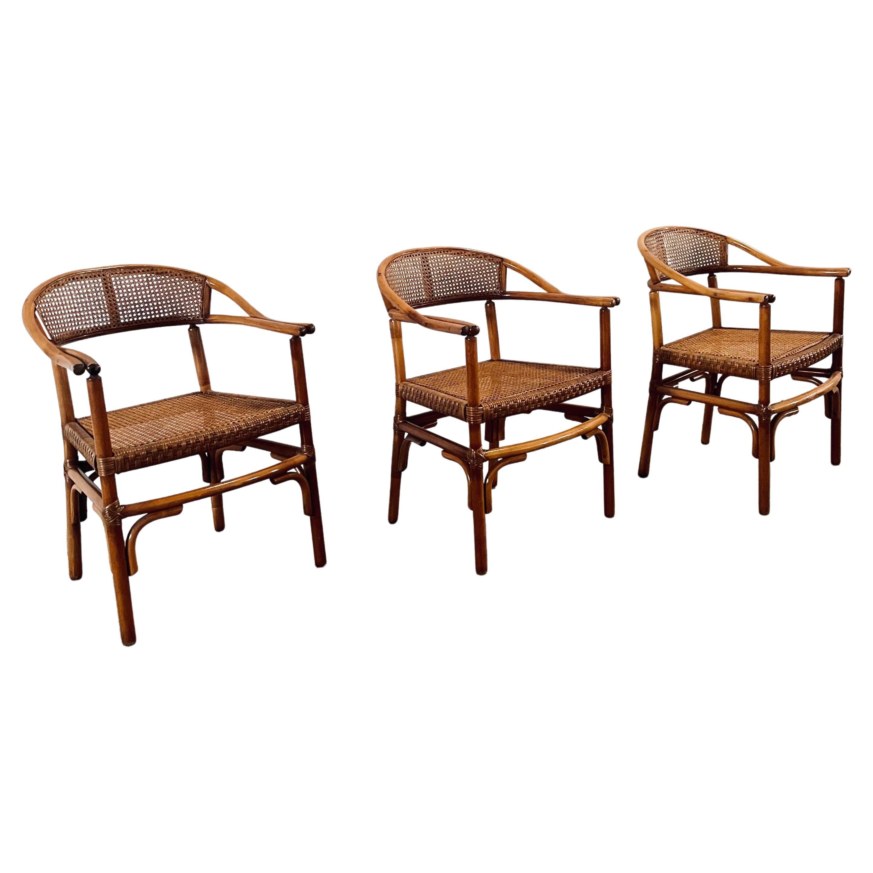 Vintage French Bistro Rattan and Bamboo Chairs For Sale