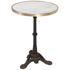 Vintage French Bistro Table in Marble and Brass, circa 1910