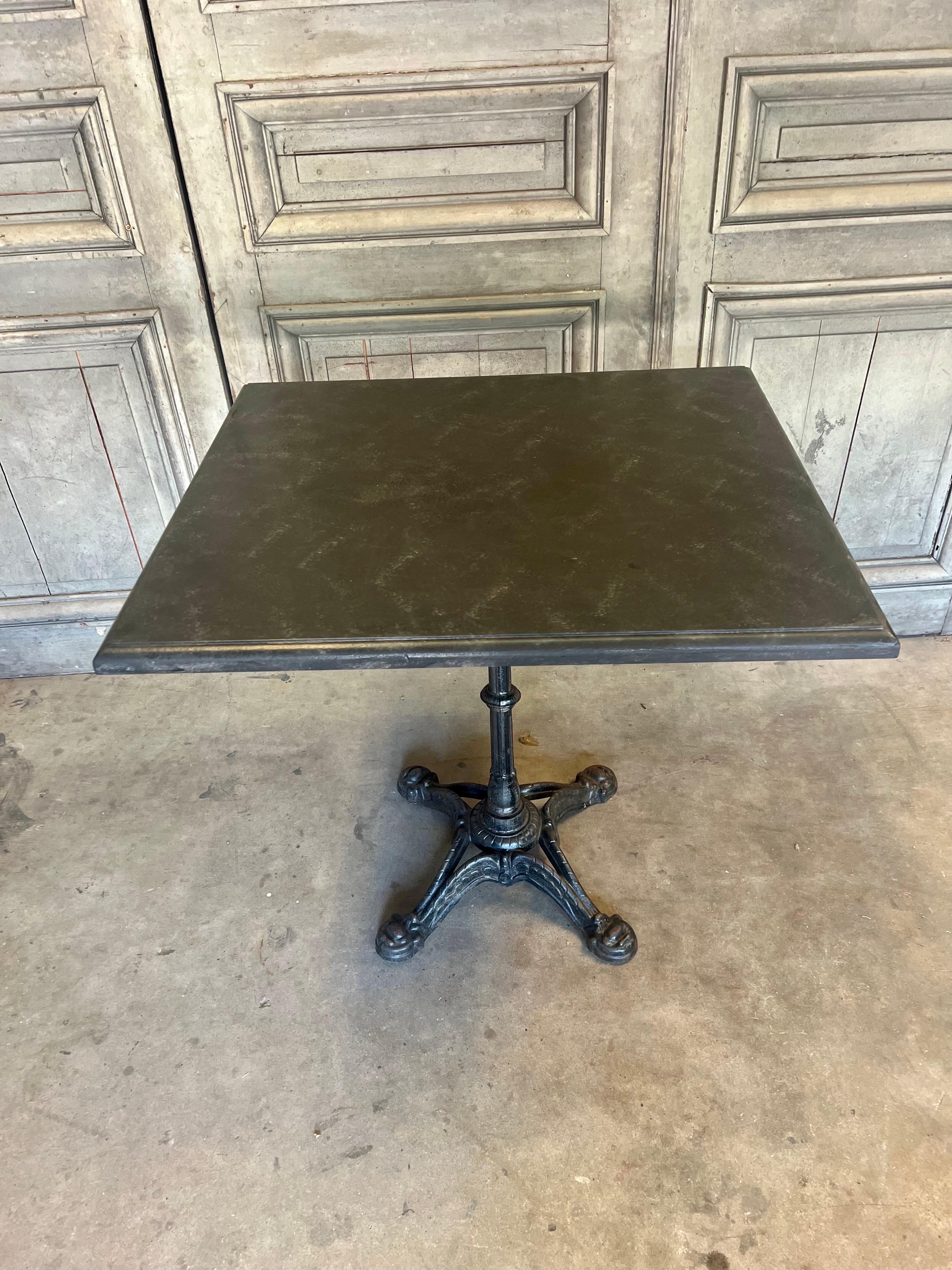 Vintage French Bistro Table w/ Marble Finish In Good Condition For Sale In Houston, TX