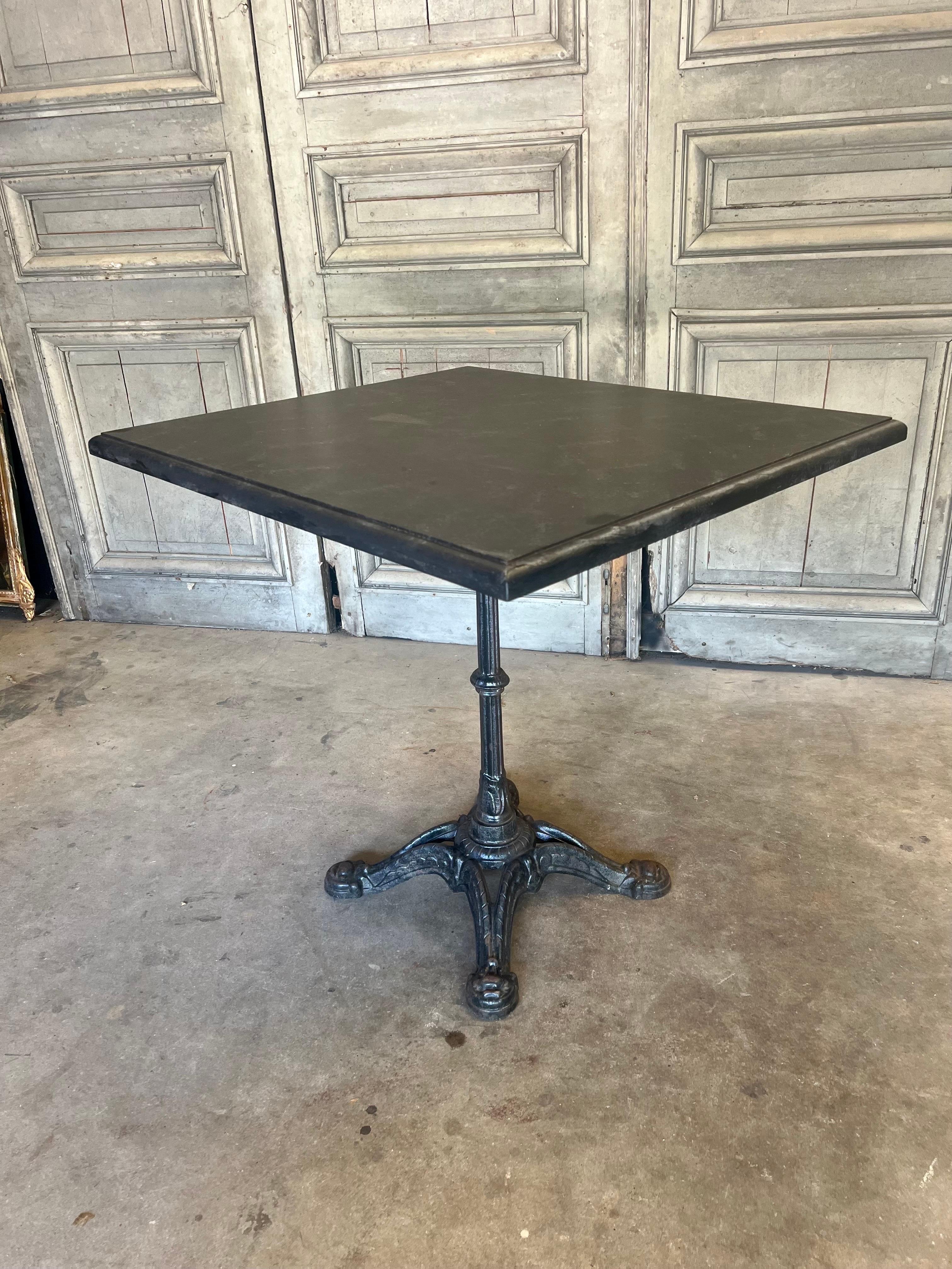 20th Century Vintage French Bistro Table w/ Marble Finish For Sale