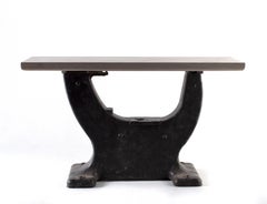 Vintage French Black Iron Machine Base with Lagos Azul Top