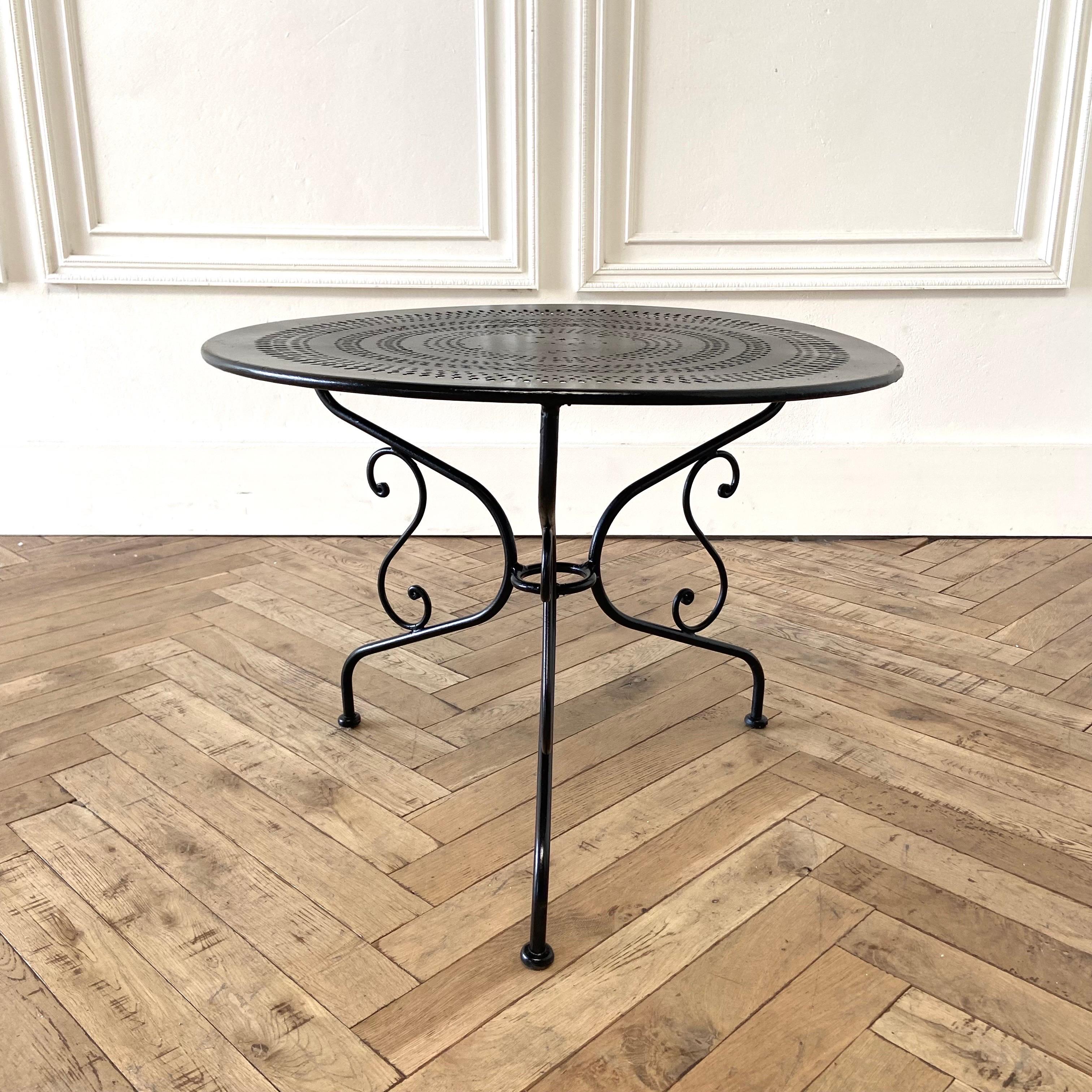 Vintage French Black Metal Outdoor Side Table For Sale 6