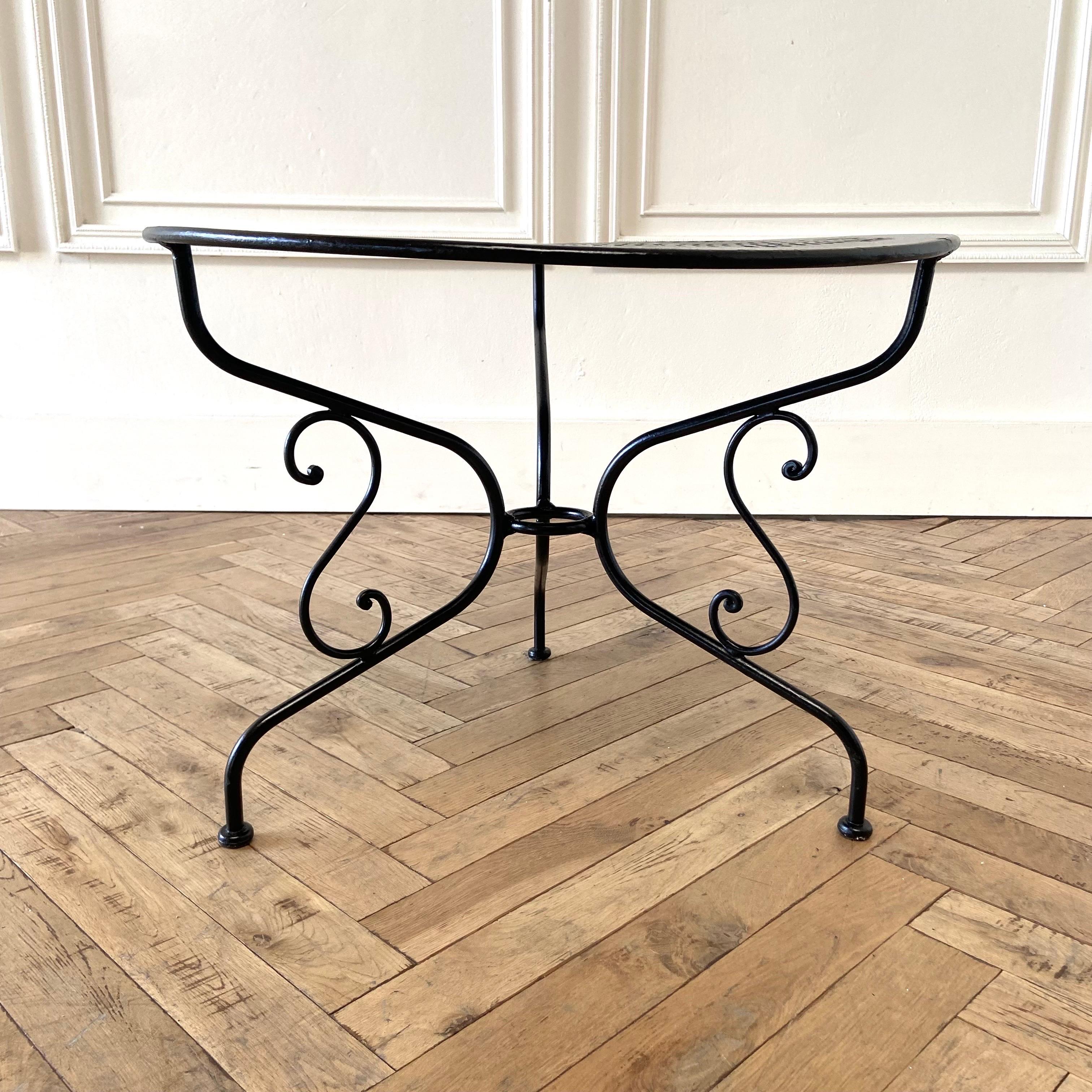 20th Century Vintage French Black Metal Outdoor Side Table For Sale