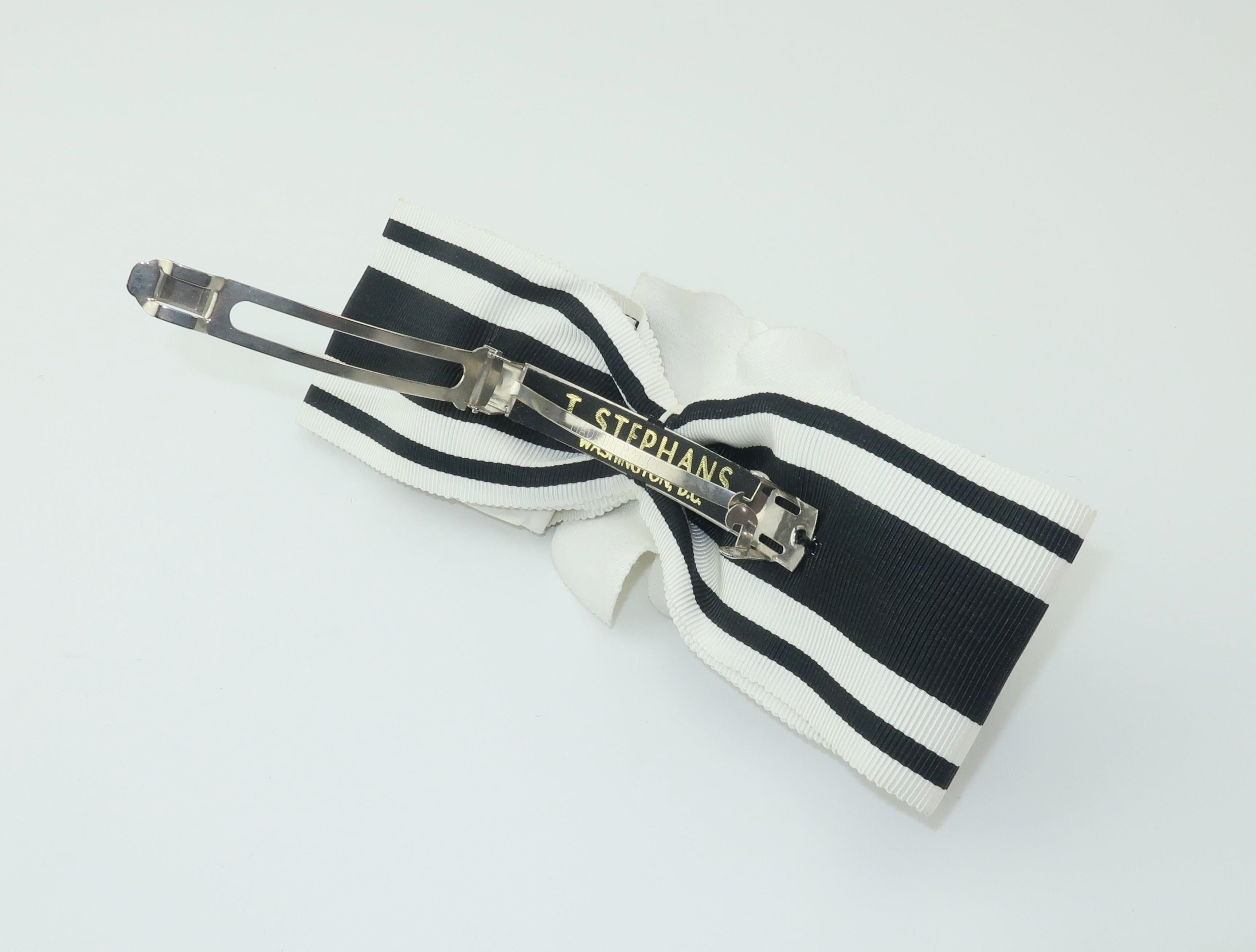 Women's Vintage French Black & White Bow Hair Ornament Clip
