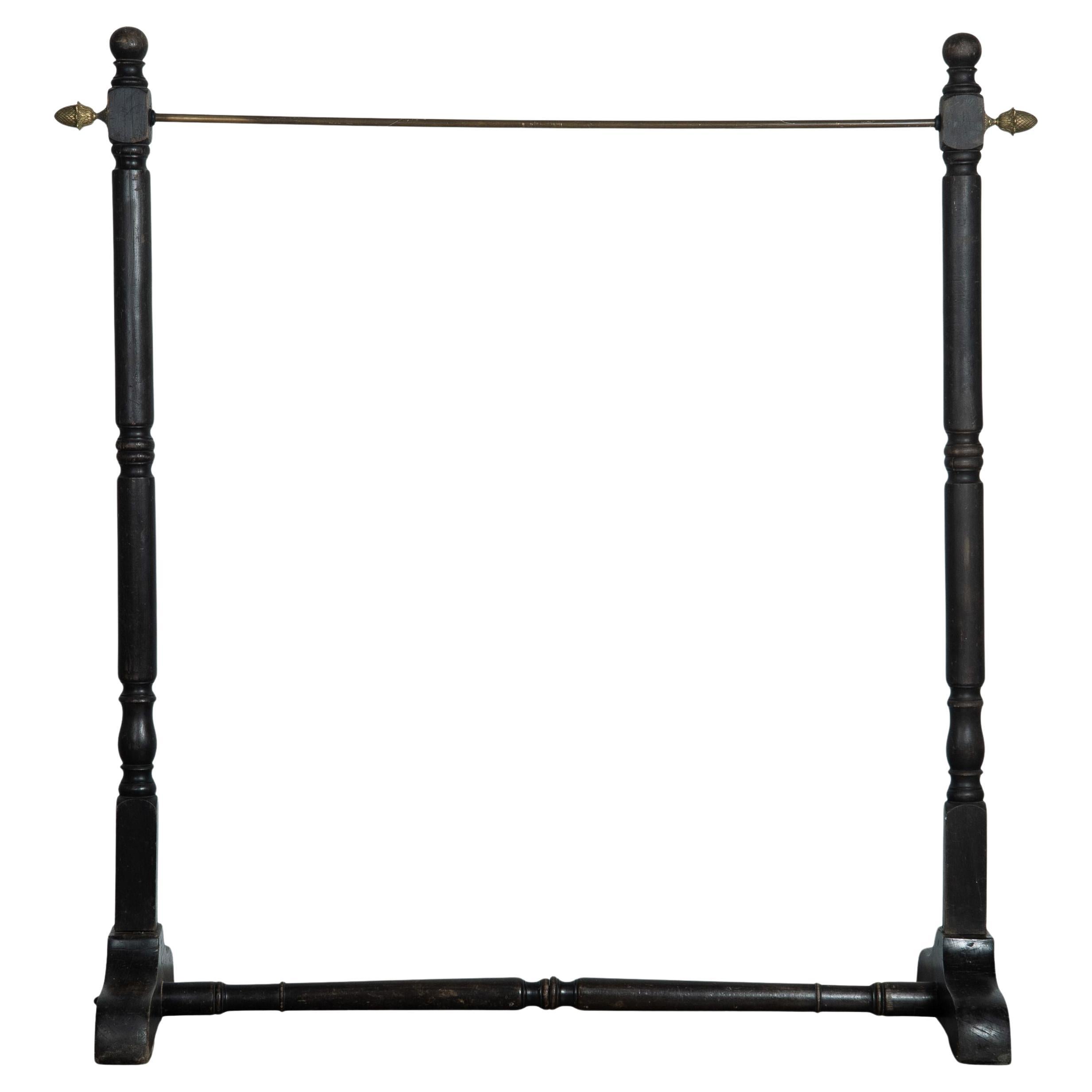 Vintage French Black Wood Clothing Rack