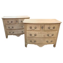 Vintage French Bleached and White Washed Oak Chests