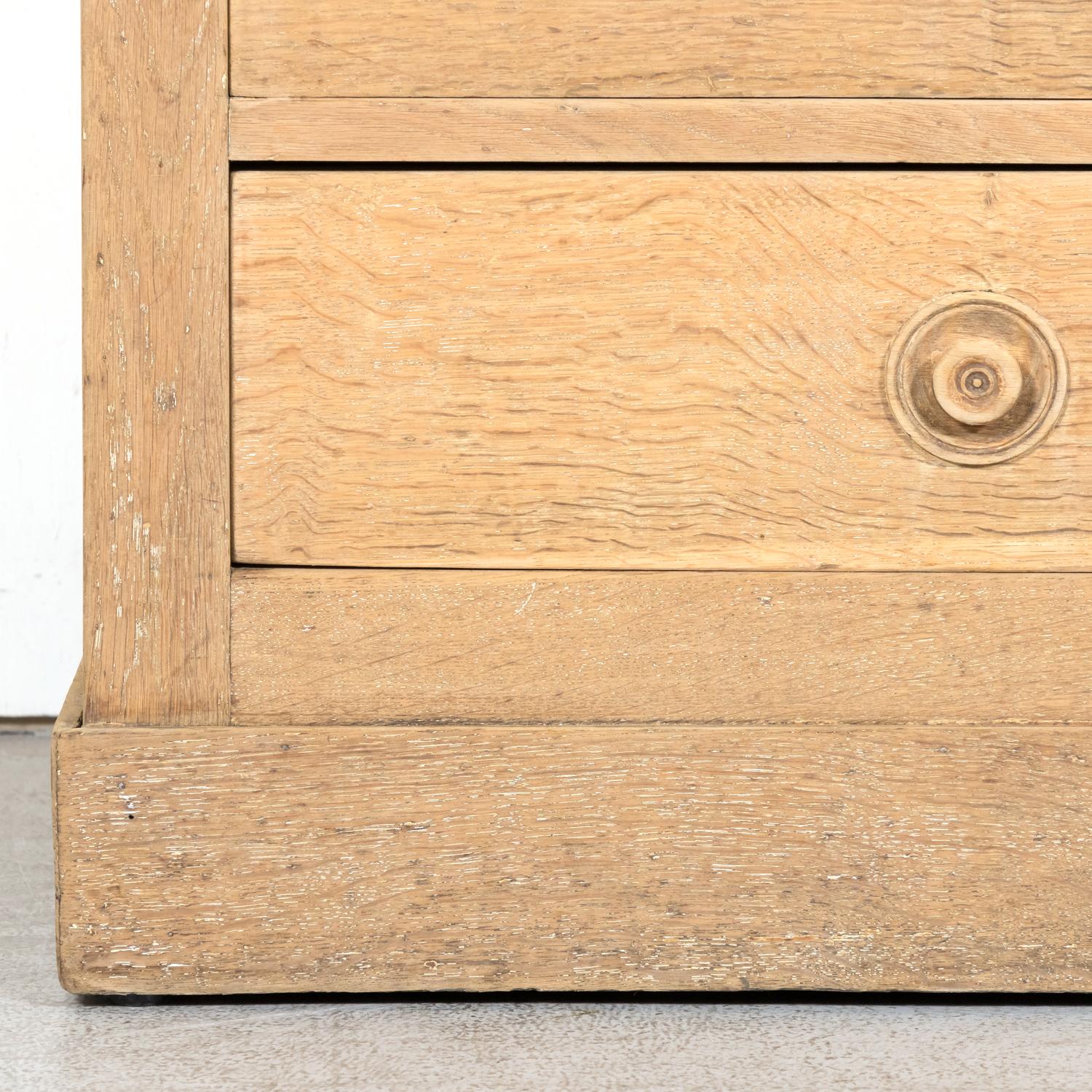 Mid-20th Century Vintage French Bleached Oak Meuble de Metiers or Workshop Chest of Drawers