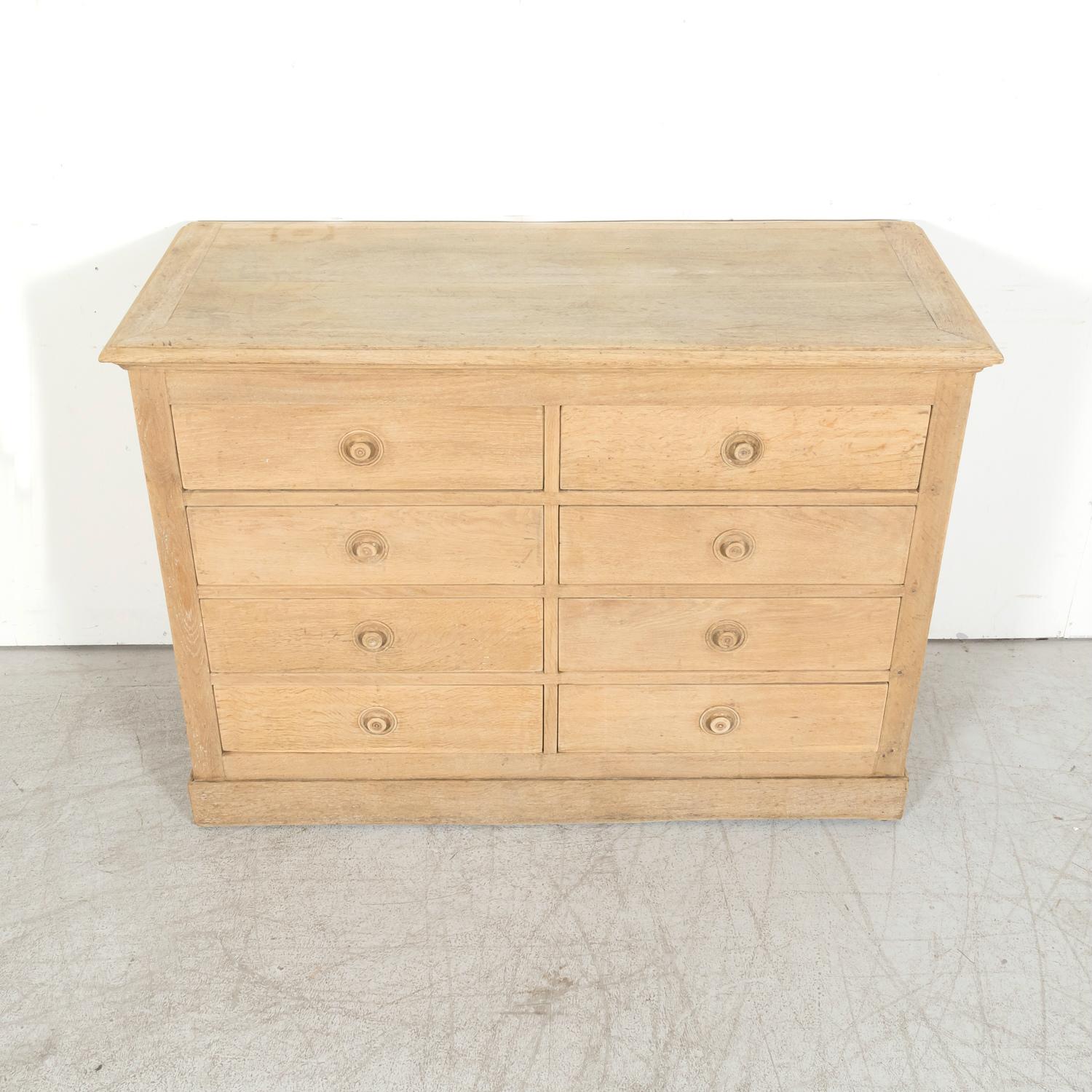Vintage French Bleached Oak Meuble de Metiers or Workshop Chest of Drawers 3
