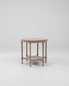 Vintage French Bleached Oak Side Table