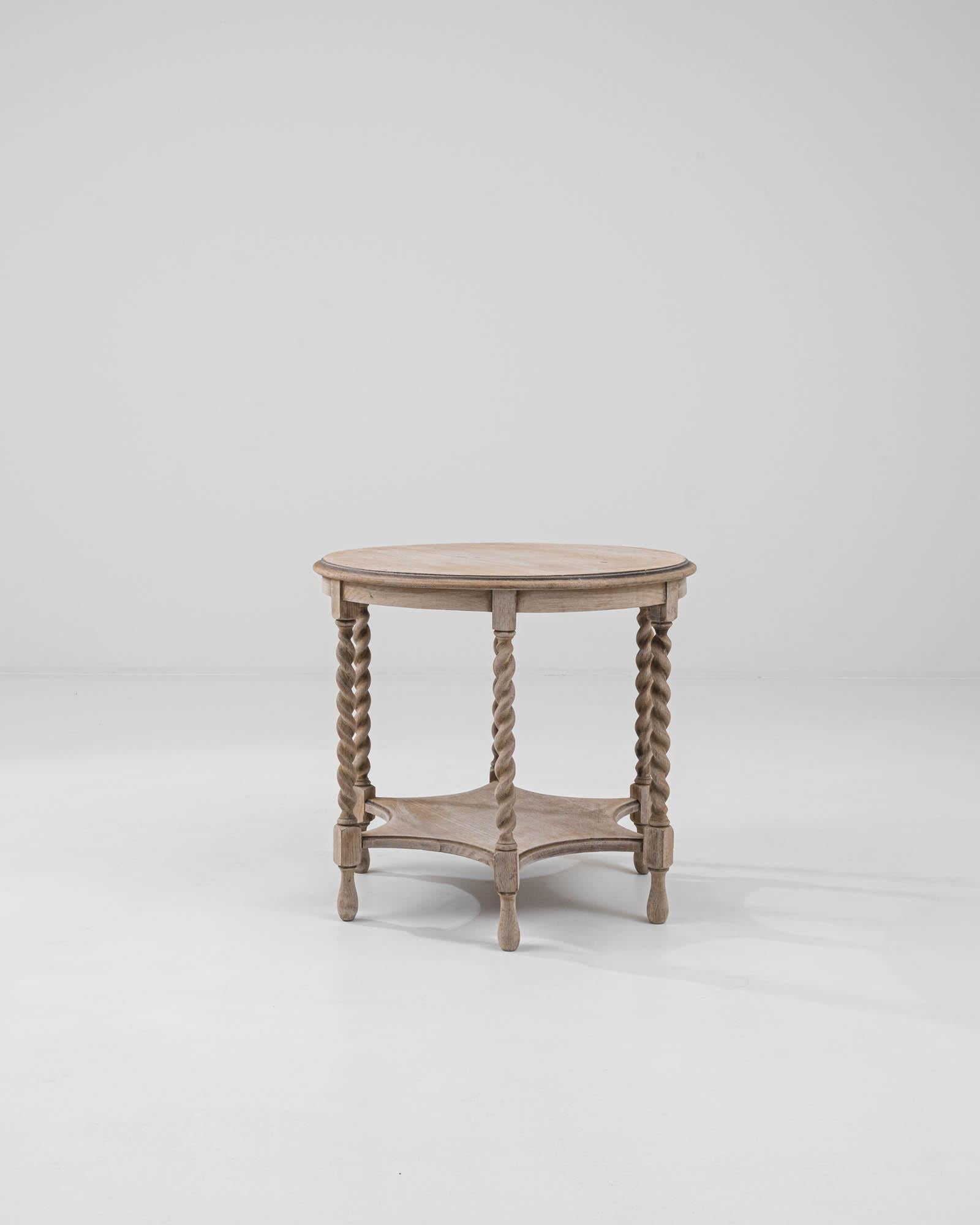 French Provincial Vintage French Bleached Oak Side Table 
