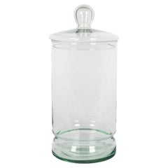 Vintage French Blown Glass Apothecary Jar, Lidded Canister, 1950s