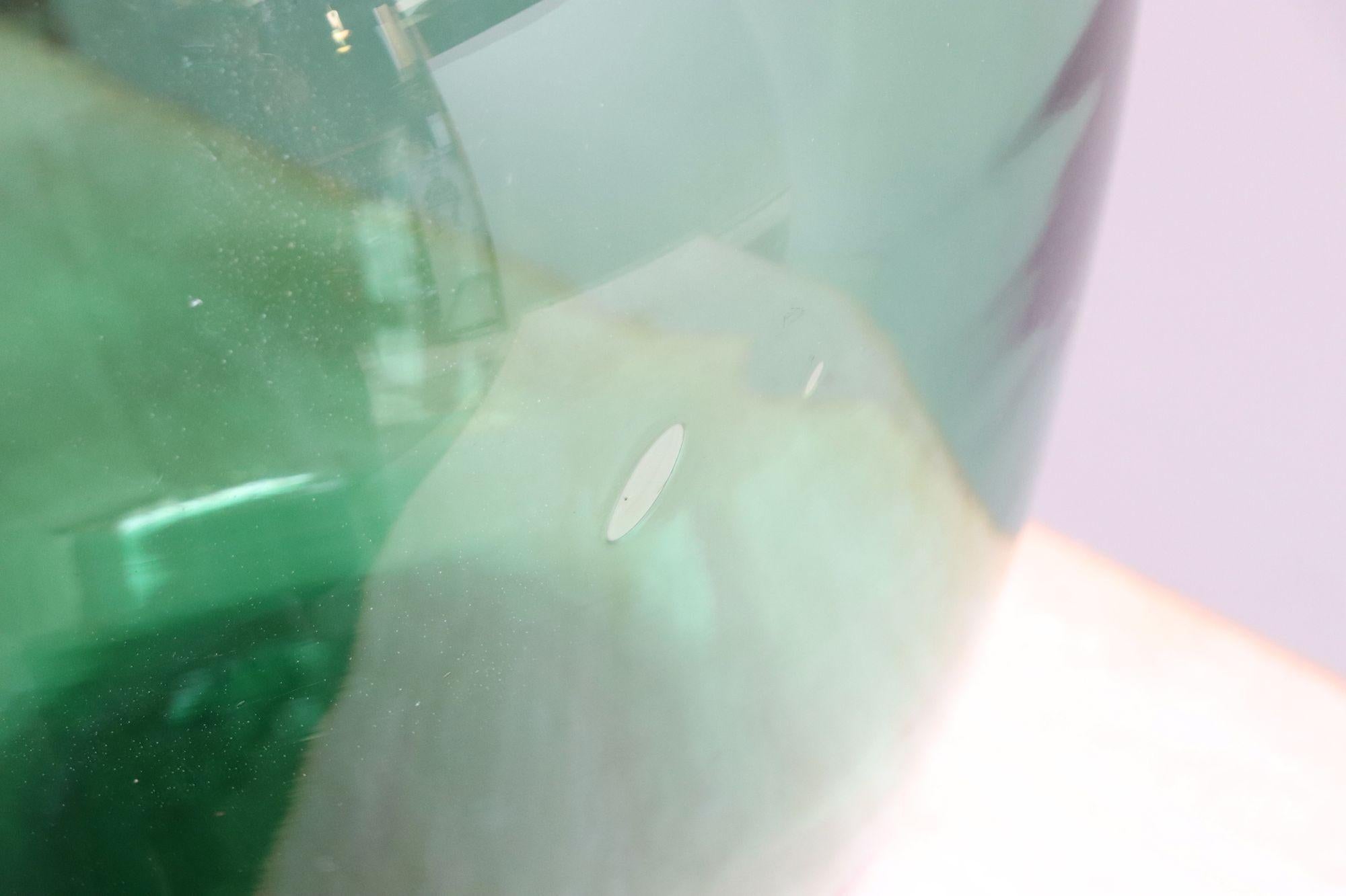 Vieux commode Demijohn à col large en verre soufflé français en vert sarcelle en vente 5