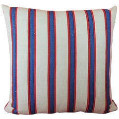Vintage French Blue and Red Stripes Decorative Pillow