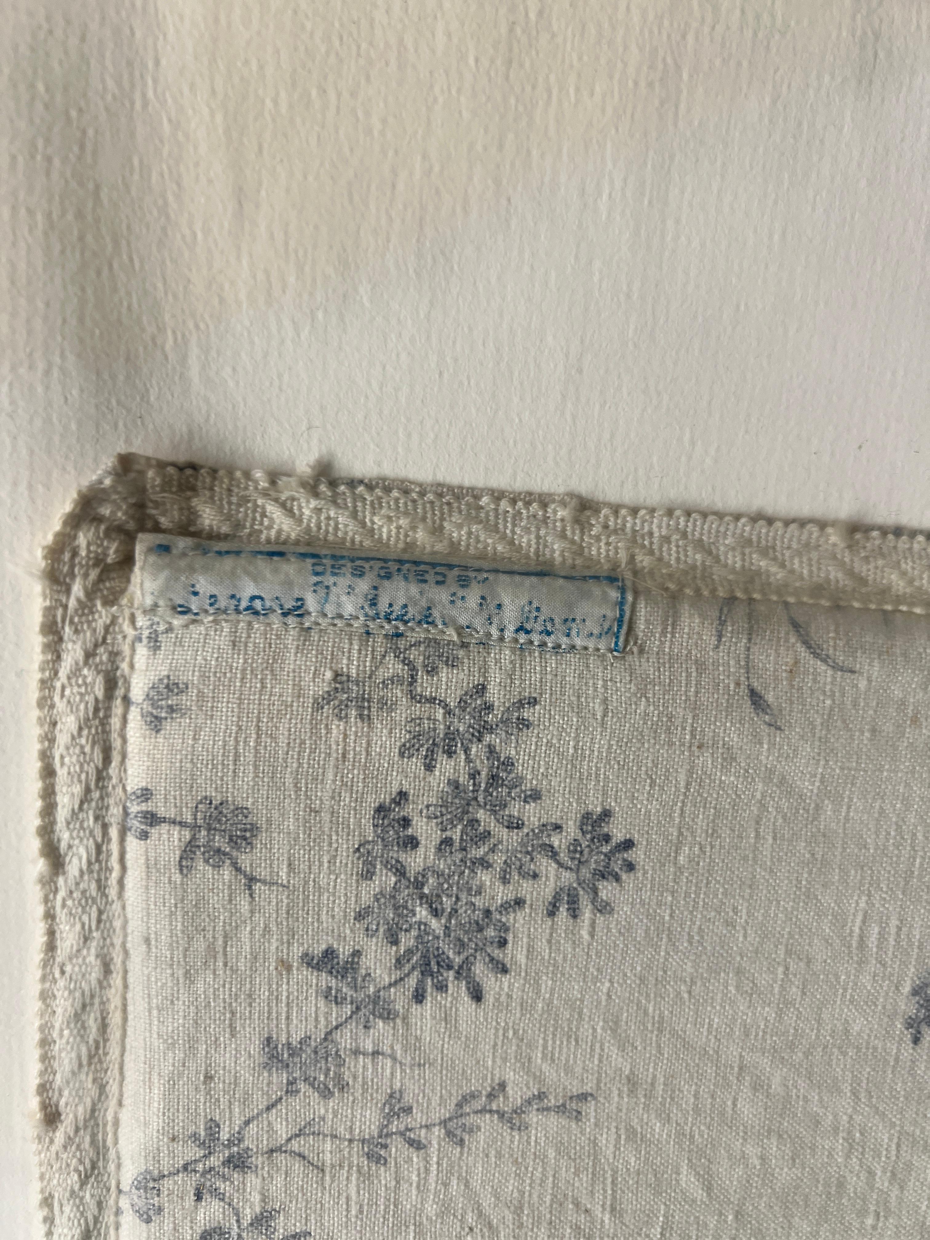 20th Century Vintage French Blue and White Toile De Jouy Framed Designer Fabric Panel For Sale