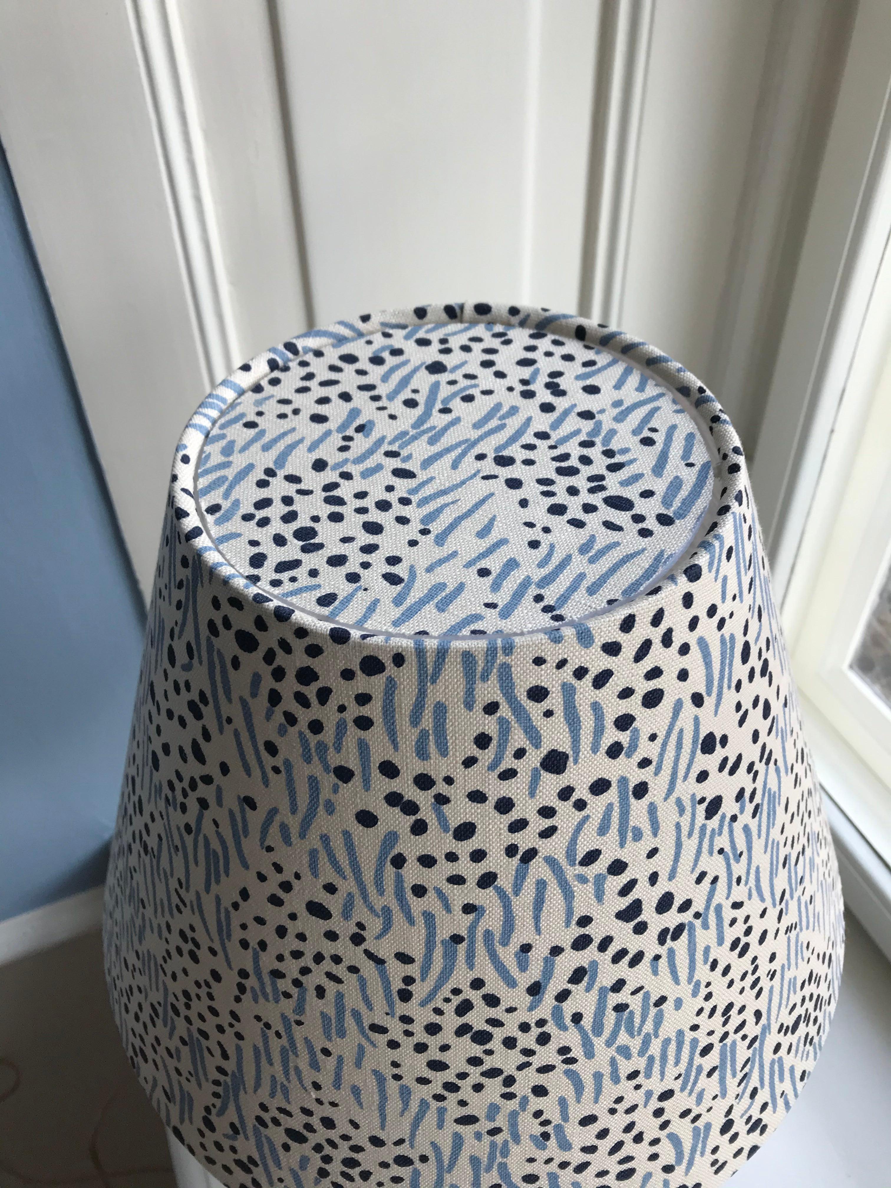 Vintage French Blue Ceramic Table with Customized Lampshade 2