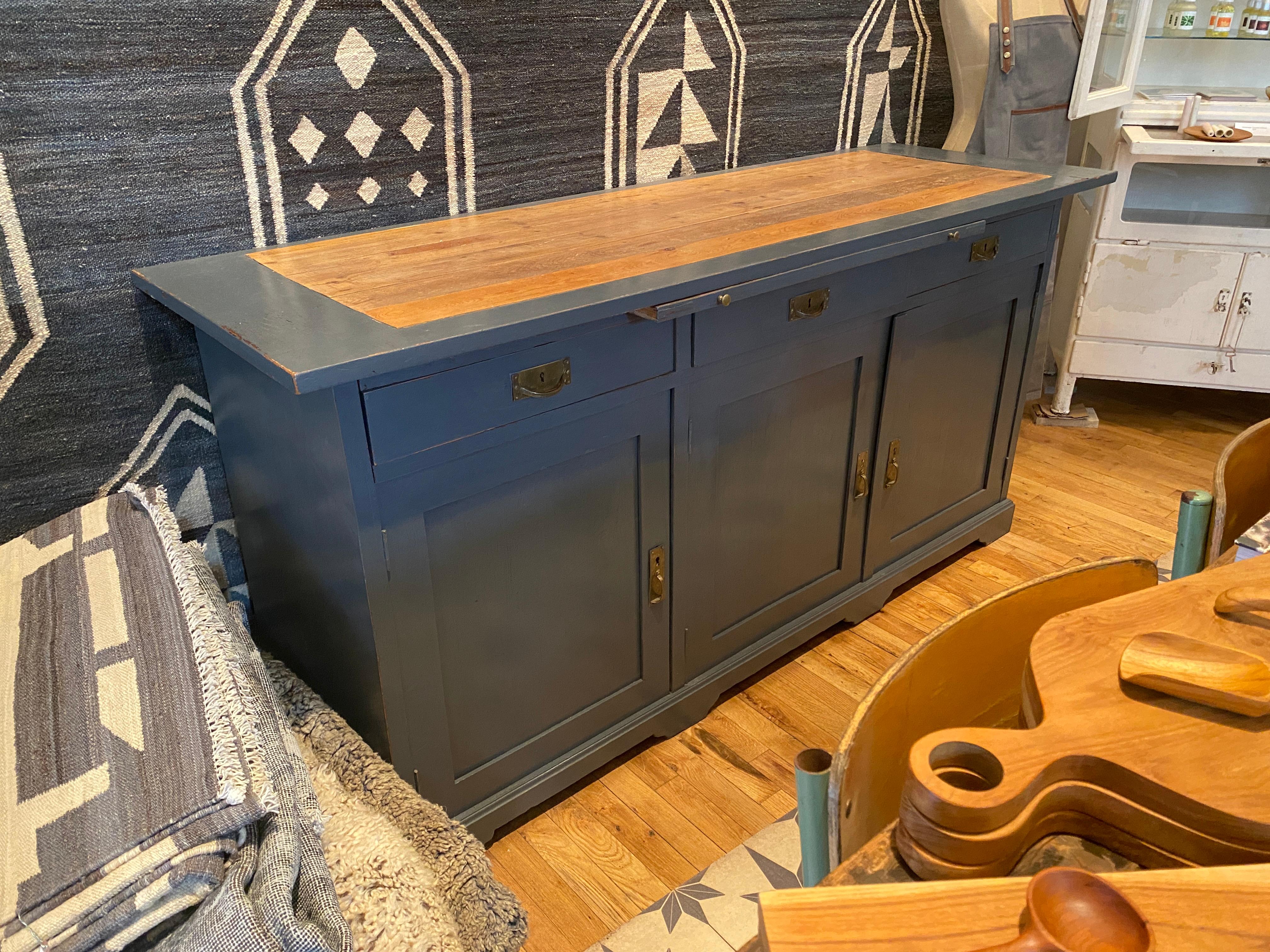 20th Century Vintage French Blue Credenza