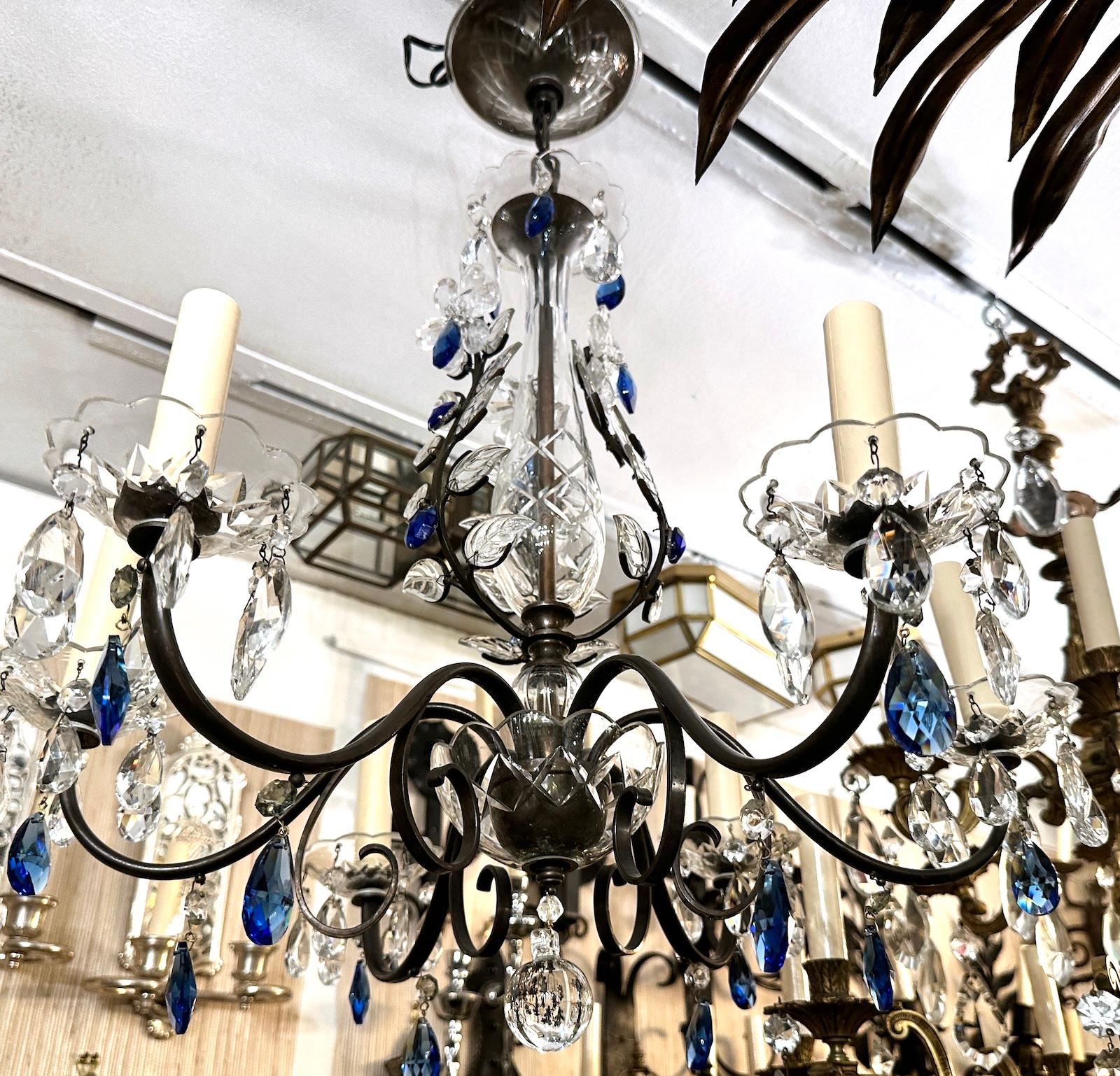 Vintage French Blue Crystals Chandelier For Sale 2