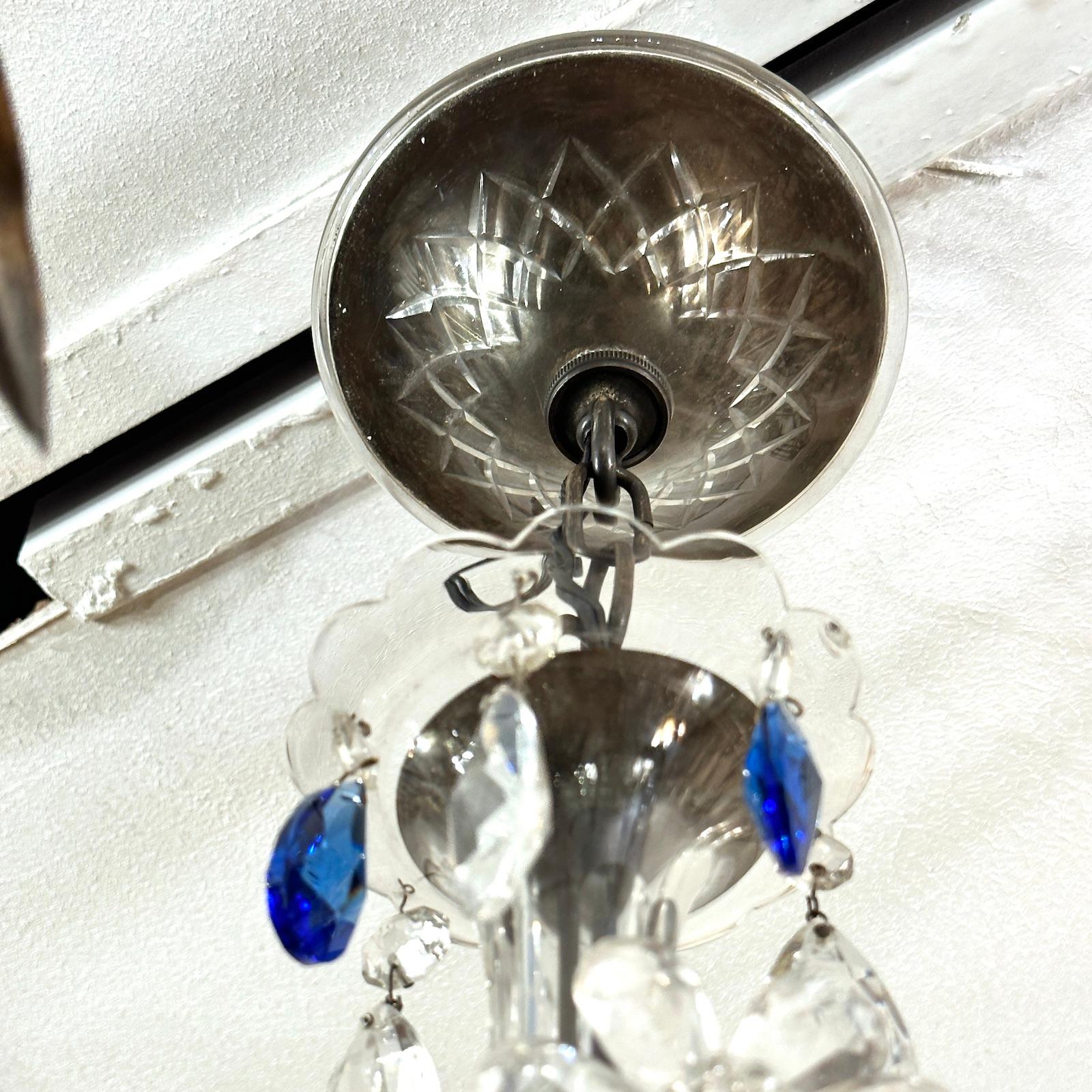 Vintage French Blue Crystals Chandelier For Sale 3