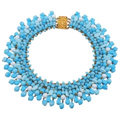 Vintage French Blue Glass Necklace 1950s