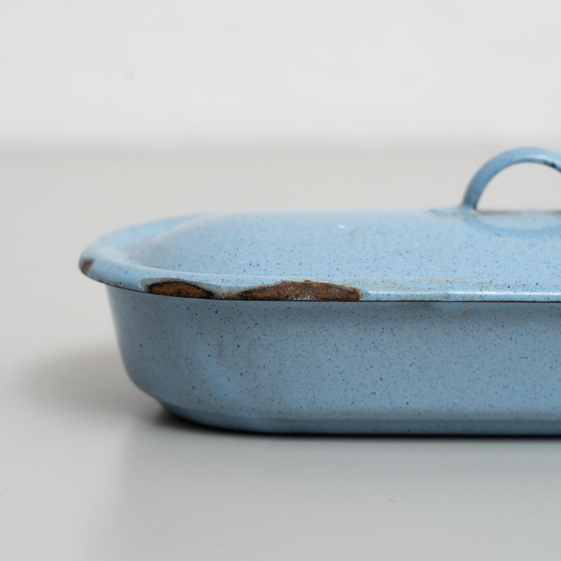 Vintage French Blue Lacquered Metal Tray with Lid – Circa 1940 6
